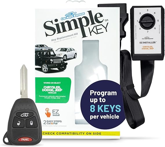 Simple Key Kit, Car Key with Fob and EZ Installer, Key Programming Tool Compatible with Chrysler