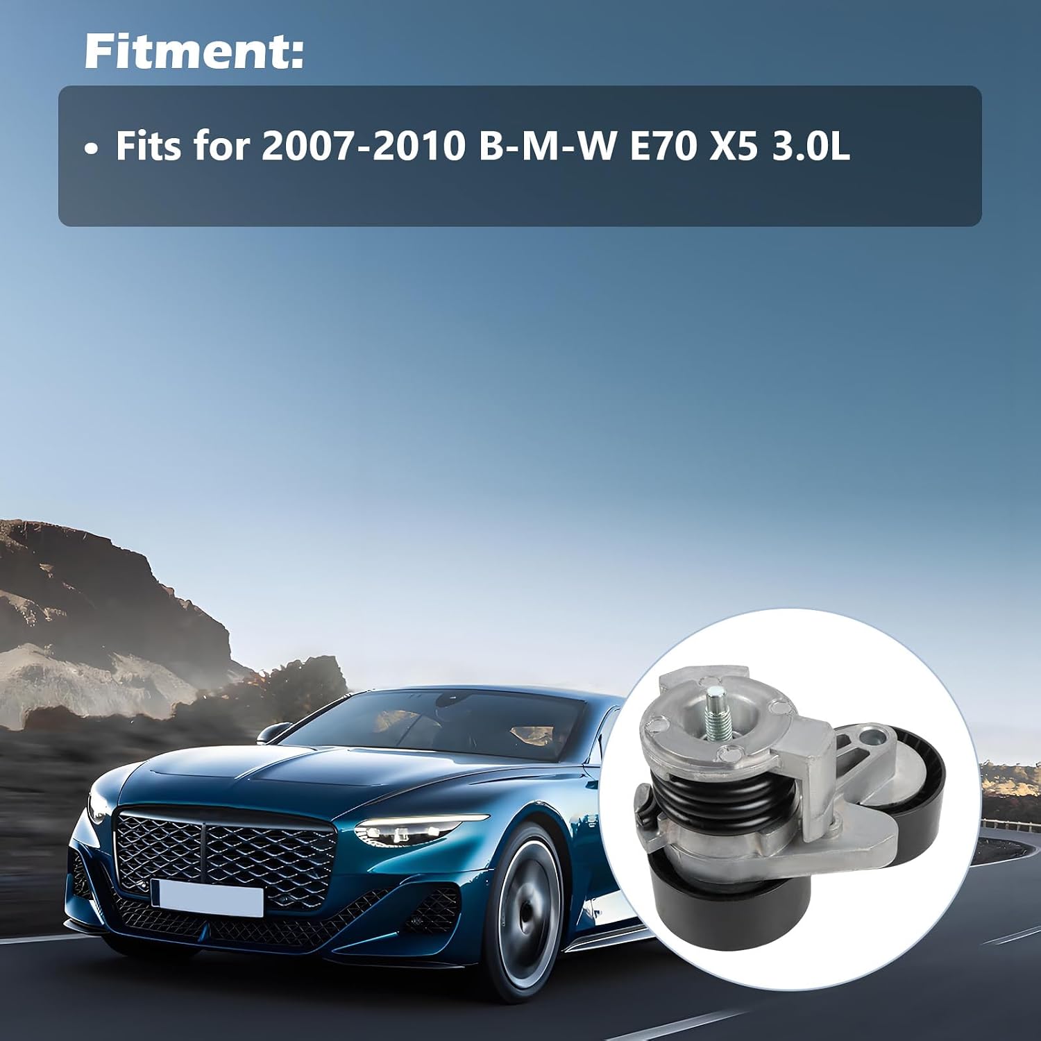 Engine Motor Belt Tensioner 11287565225 Fits for 2007-2010 E70 X5 3.0L 2996CC Drive Belt Tensioner W/Pulleys-Alternator Power Steering Aftermarket Parts