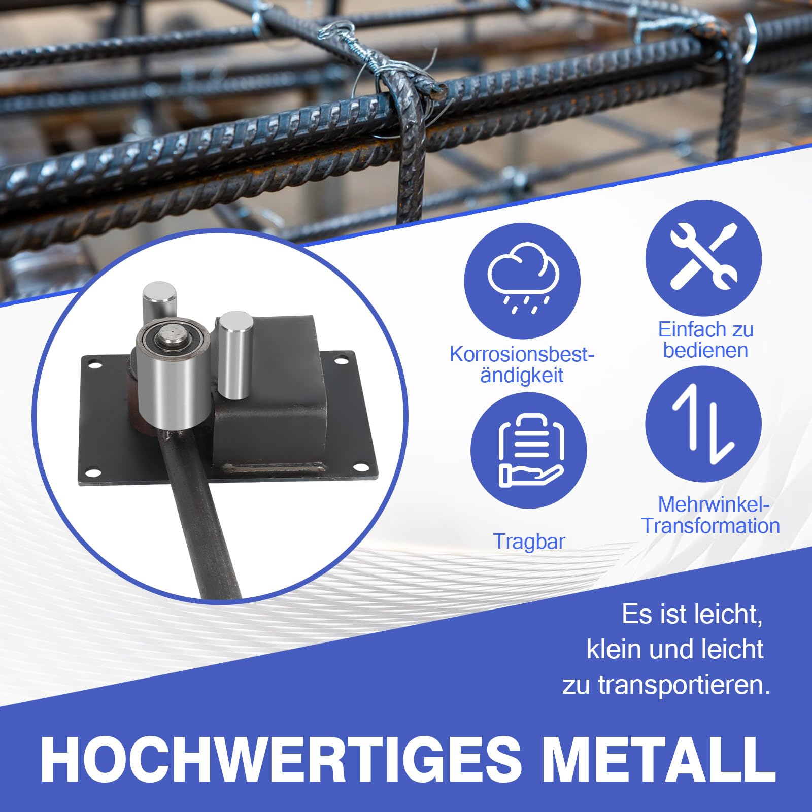 Barra de acero dobladora de tubos de 4 – 14 mm de diámetro, doblador manual con mango, barra de metal, herramienta de flexión para barras de refuerzo, herramienta de flexión para bricolaje y