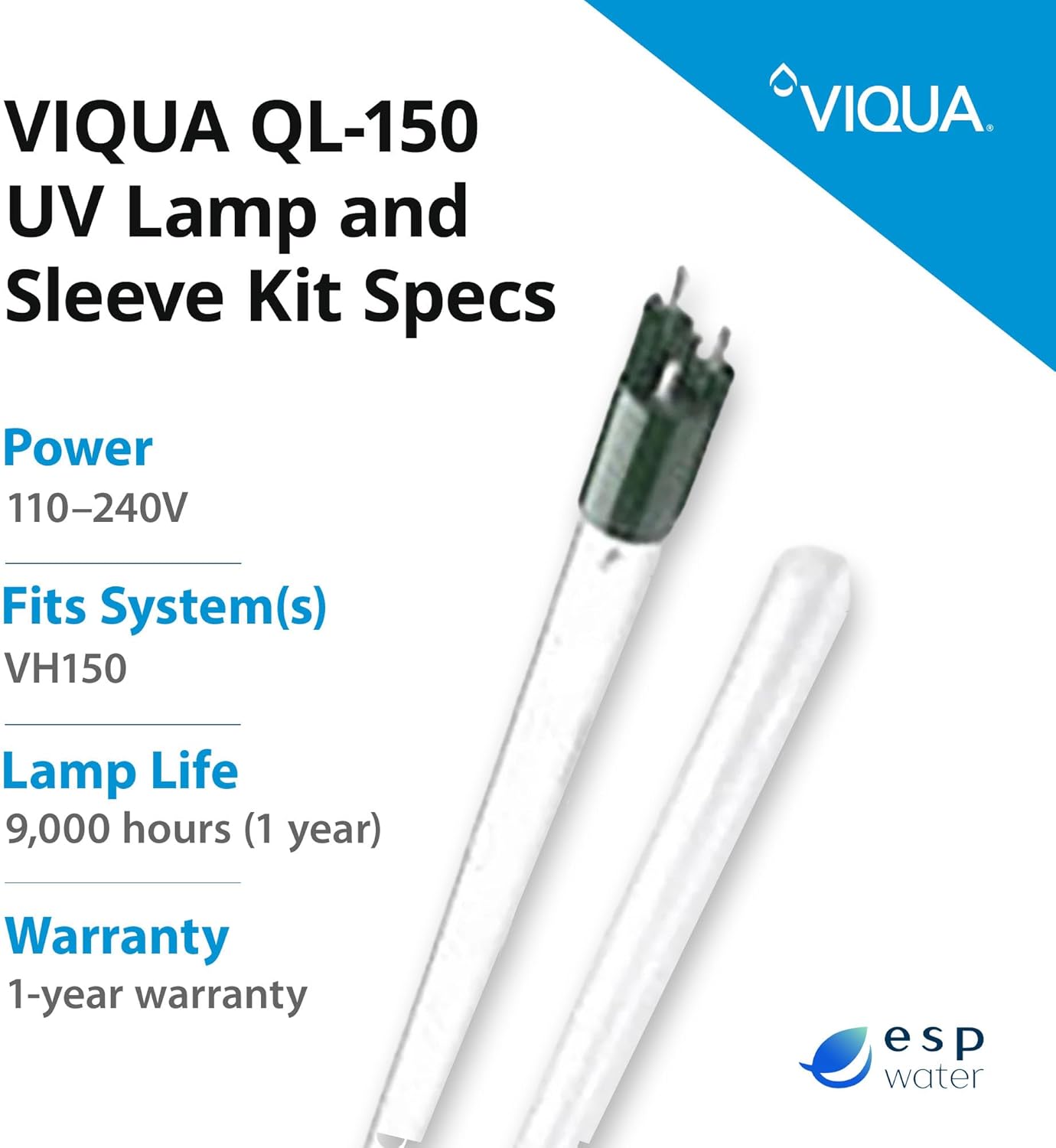 Viqua Genuine QL-150 UV Replacement Lamp and Sleeve Kit for VH150 Ultraviolet System