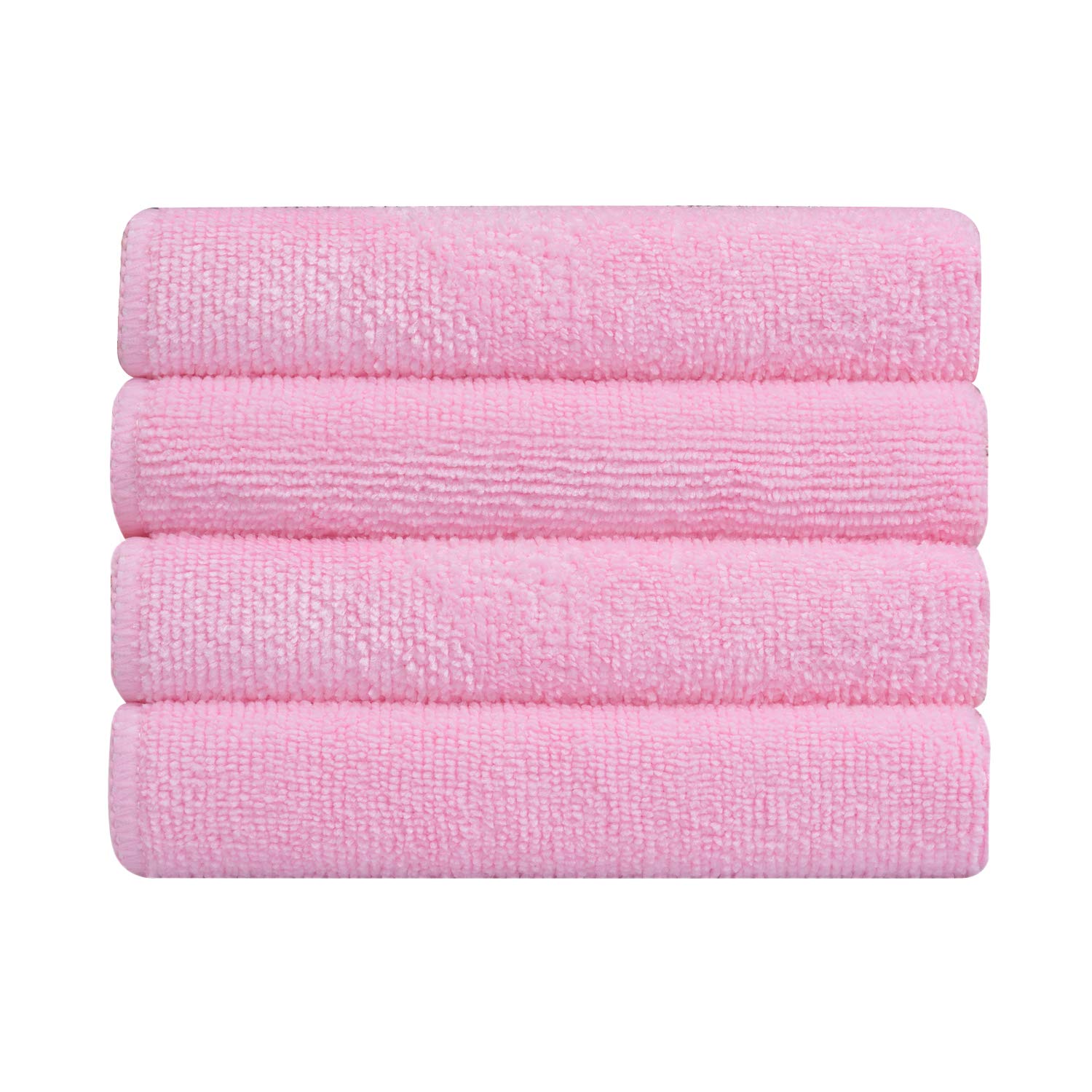 BathlaSpic & Span Multi Purpose Micro Fiber Cleaning Cloth - 340 GSM: 40cmx40cm (Pack of 4 - Pink)
