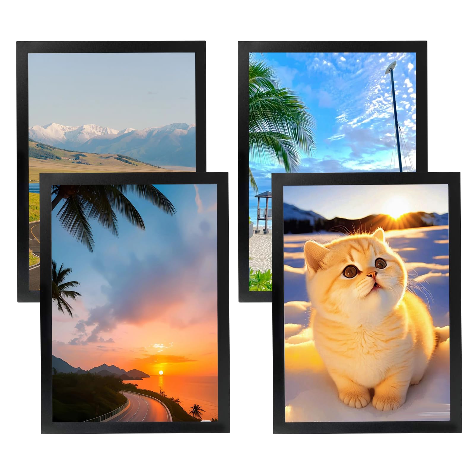 4 PCS A4 Magnetic Photo Pouch Diamond Painting Frames with Self Adhesive Backing, Waterproof Display frames for Diamond Painting, Documents, Photos, Poster, Notices - Black