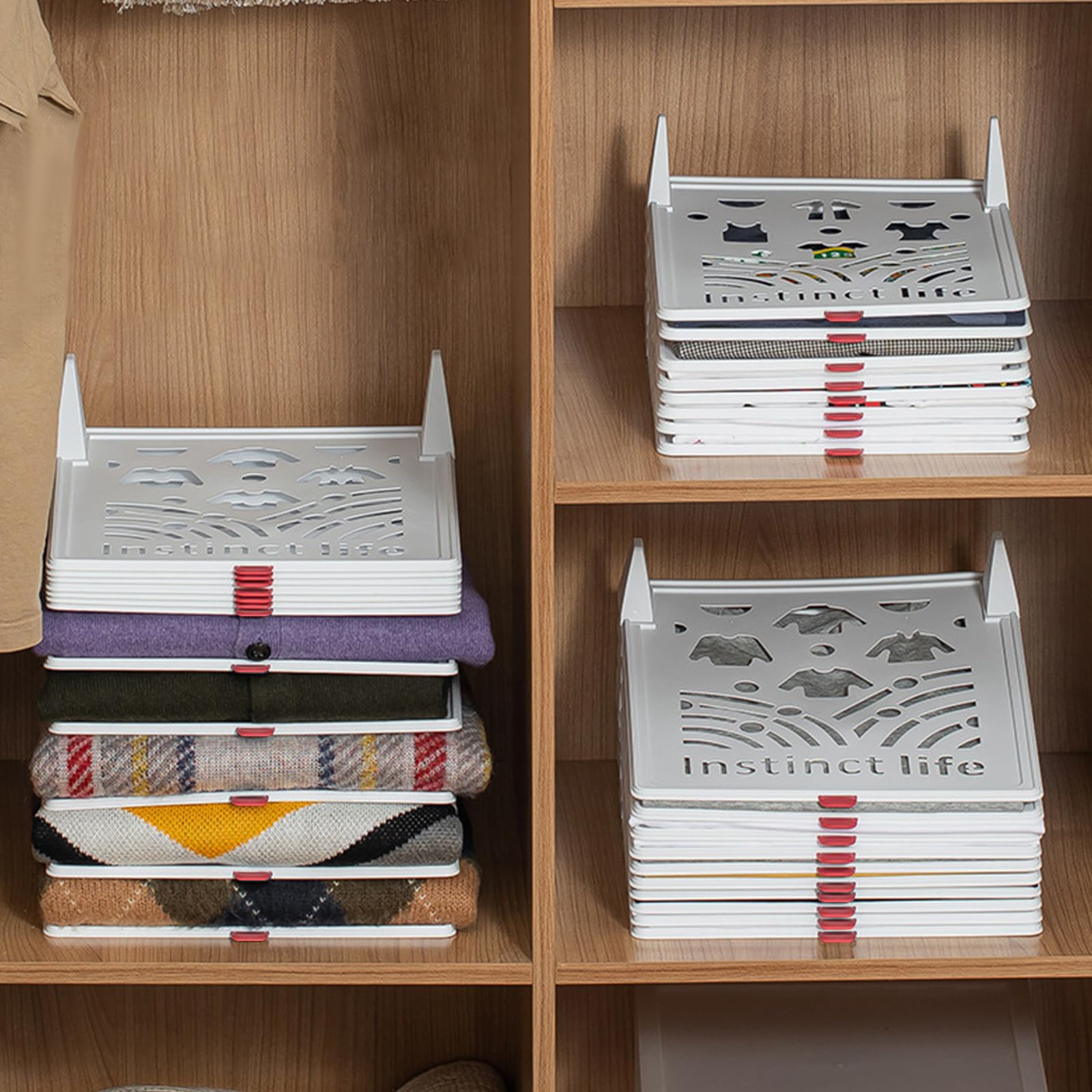 Adorila 10 Pack T Shirt Organizer Closet Organizer, Detachable Stackable Clothing Trays, Folding Shirt Receipt Board Shirt Dividers Organizer (Large)