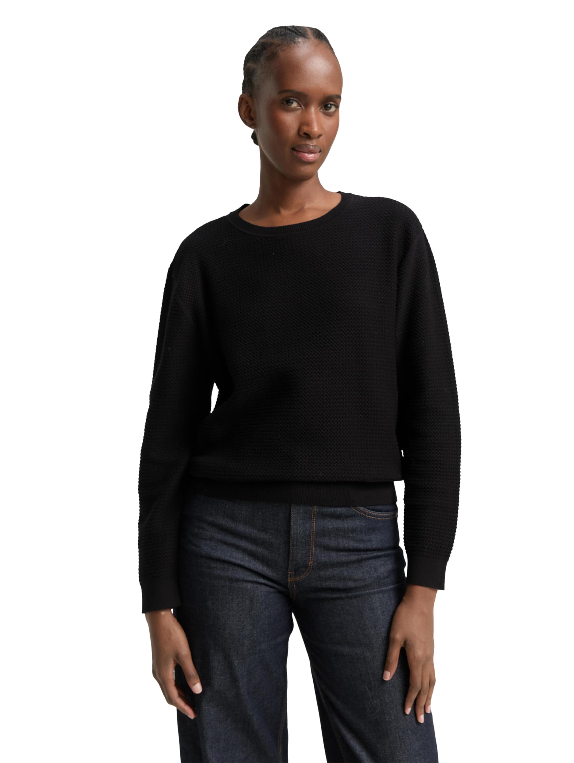 Tom Tailor Denim Damen Strickpullover mit Rundhalsausschnitt