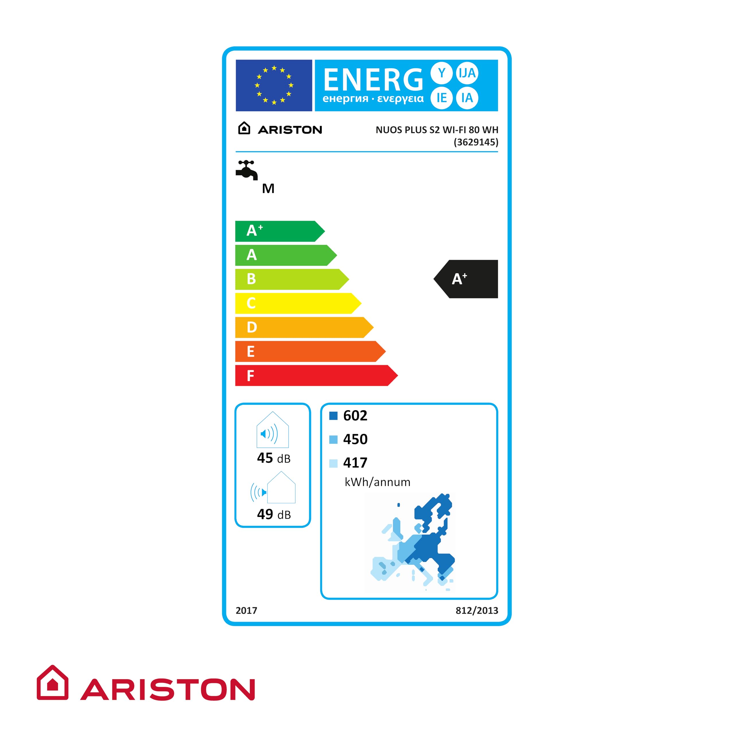 Ariston NUOS PLUS WIFI - Scaldabagno Termodinamico 80 litri - Risparmio energetico 80% - Funzione fotovoltaica - Progettato e realizzato per essere installato in Francia