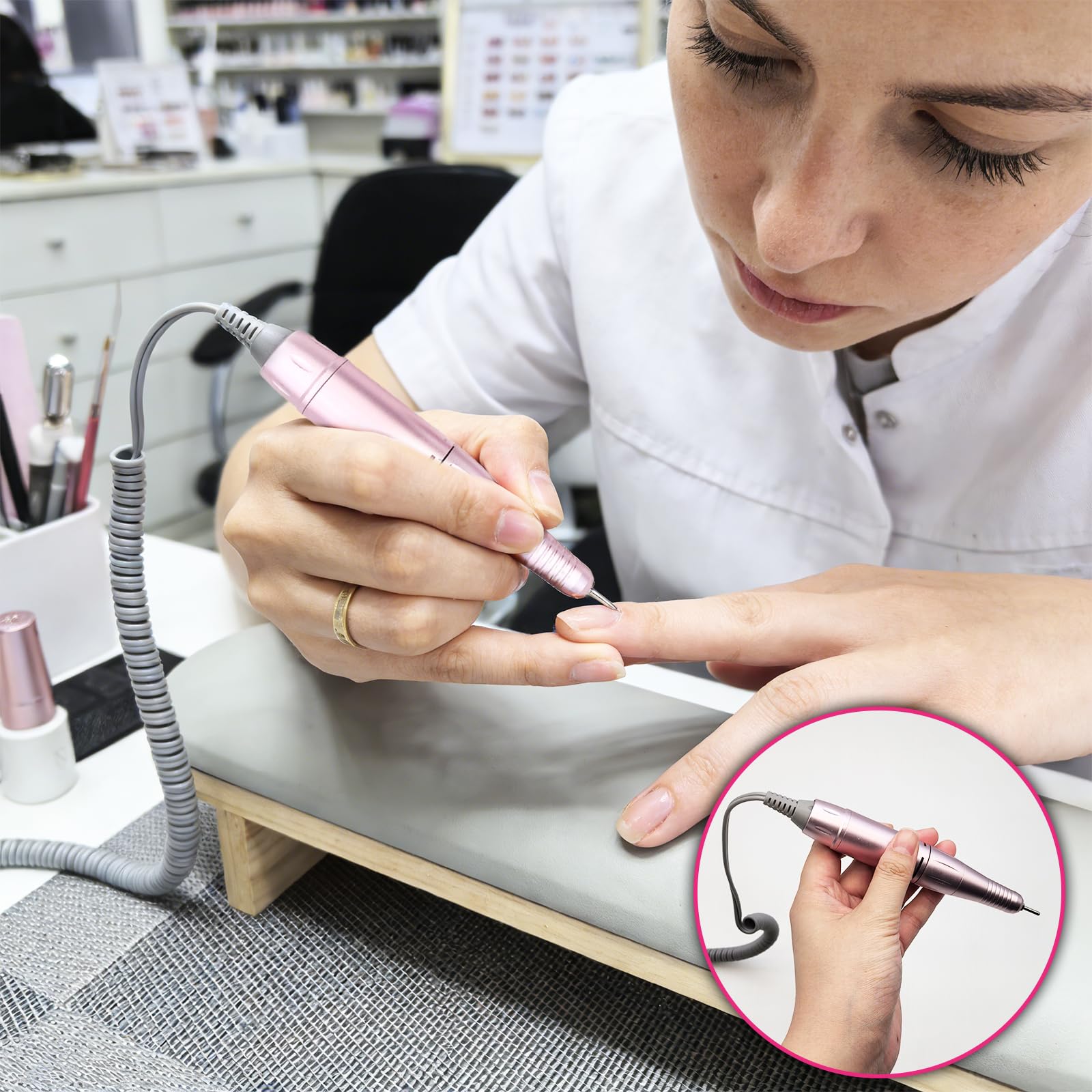Fresa per Unghie, Motore per Manicure e Pedicure, Lima Elettrica Corpo Macchina senza Punte, per Nail Art (rosa)