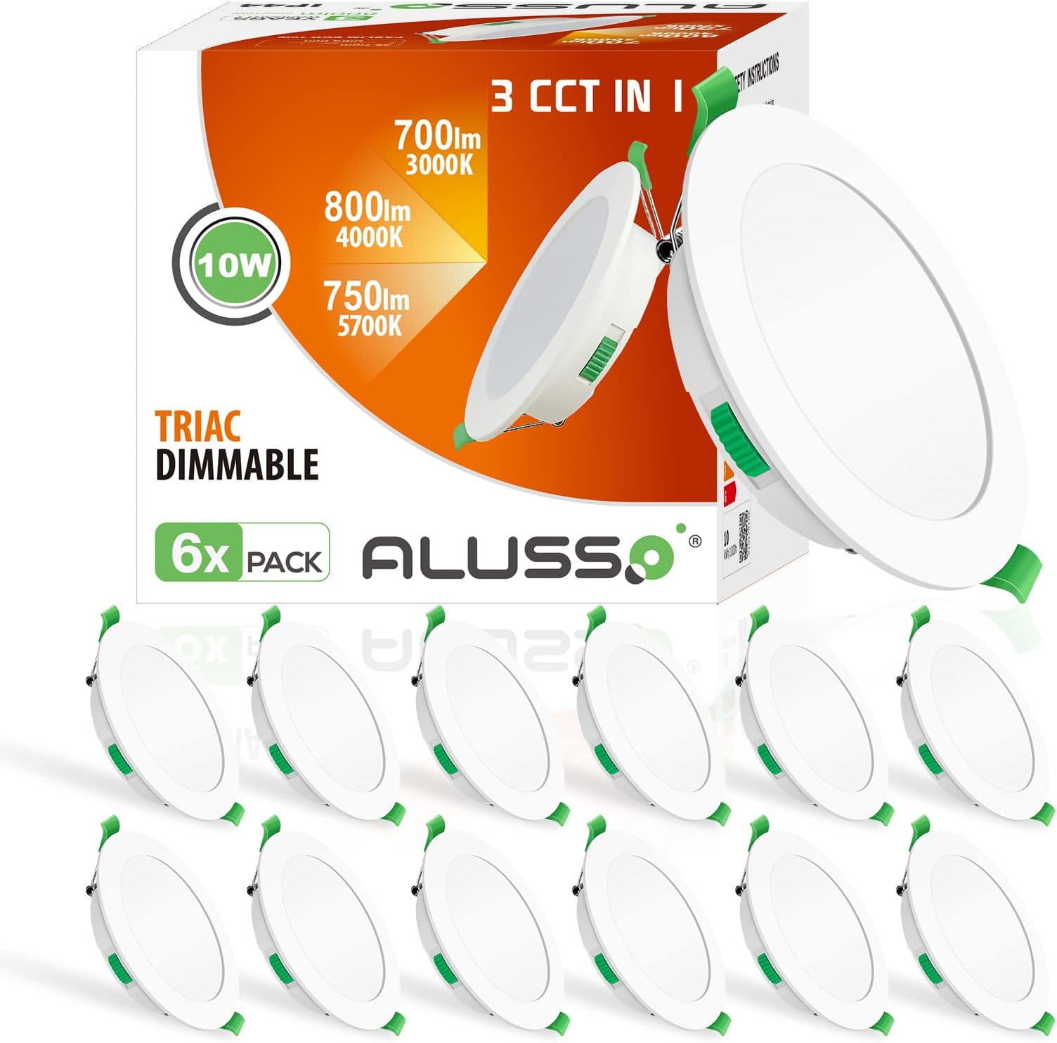 LED Recessed Ceiling Lights, 10W Dimmable Spotlights 28.7mm Ultra-Slim, 3000K Warm 4000K Neutral 6500K Cool Adjustable, Φ125-135mm Cutout, Round Downlights for Bathroom Kitchen Living Room, Pack of 12 [Energy Class F]