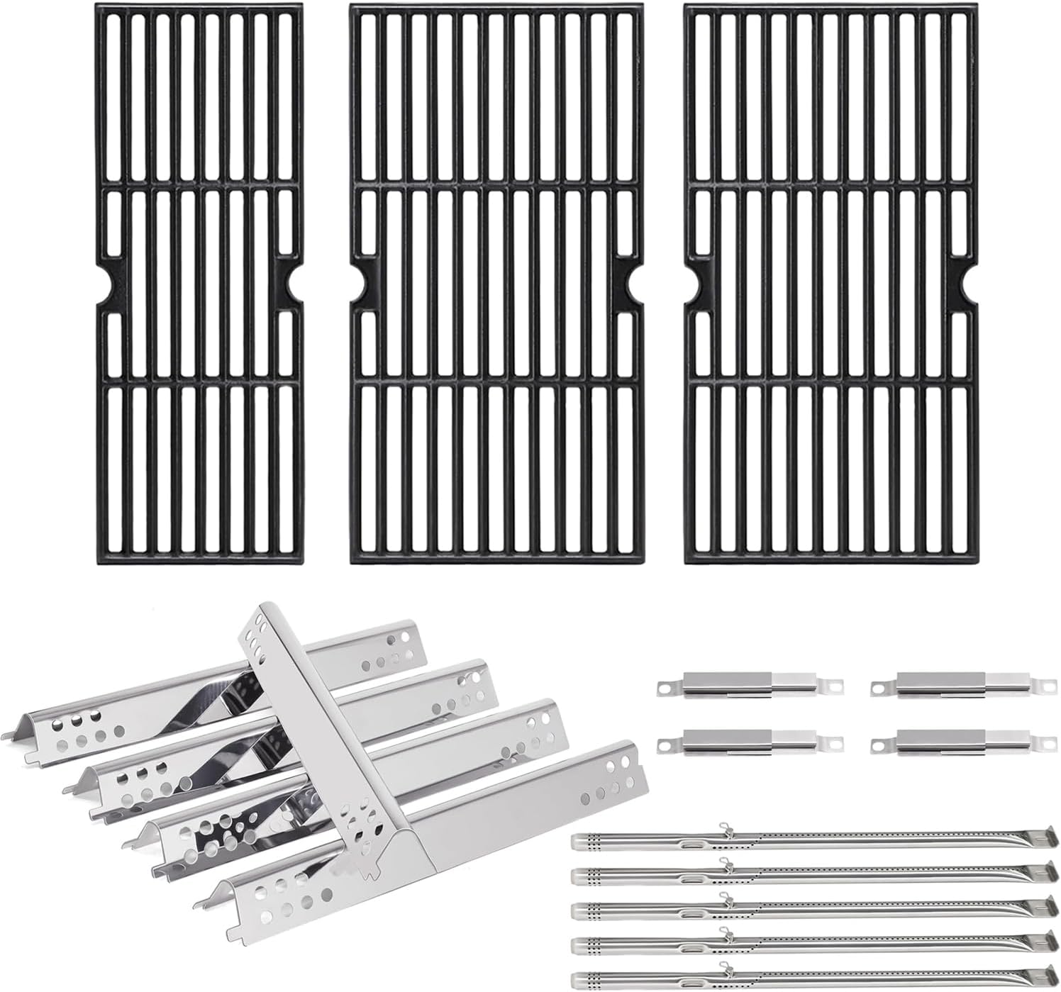 Hiorucet Replacement Parts for Charbroil Performance 5 Burner Grill 463347518 463347519 463373319 463373019, Cast Iron Grill Grates Heat Plates Burners Crossover Tube for Char Broil Grill Parts