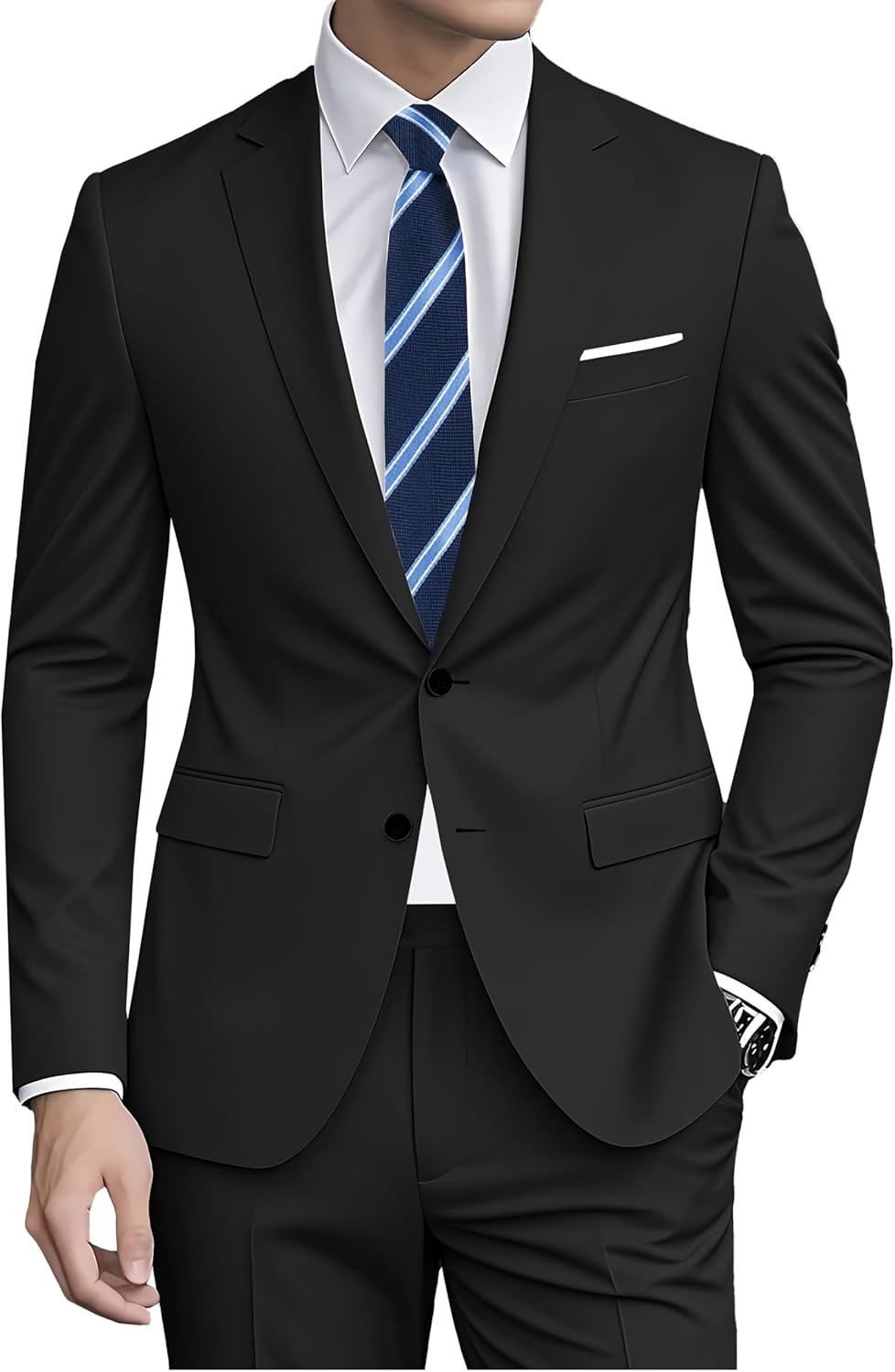 Datysum Men Suit 2 Piece Groomsmen Tuxedo Prom Blazer Slim Fit Suits Two Button Wedding Dress Jacket Pants Set with Tie