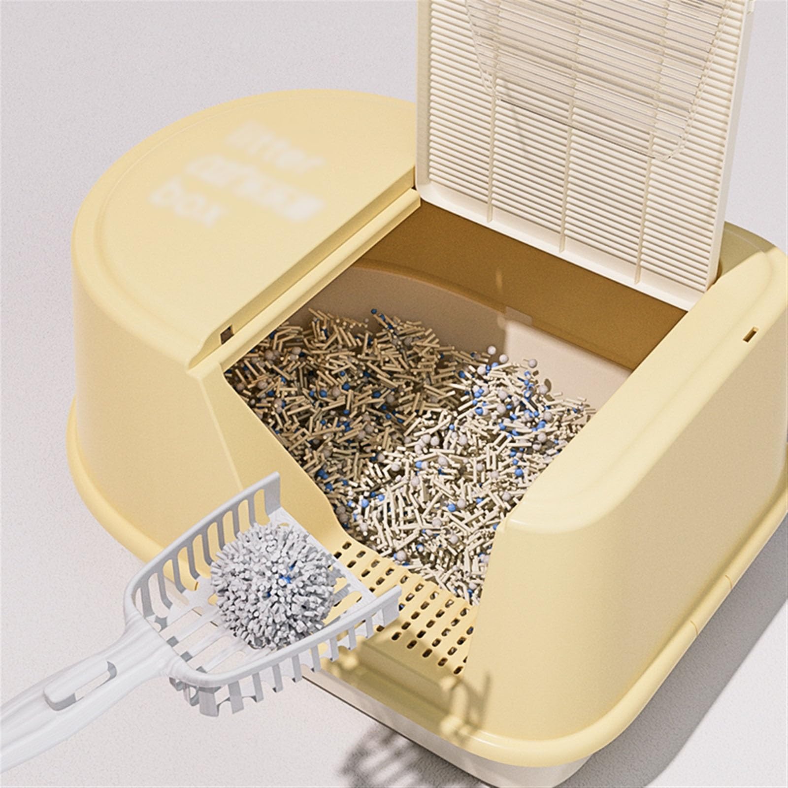 Exclusivo para Gatos y Perros Bandeja de Arena for Gatos Grande con Tapa, Bandeja Cerrada a Prueba olores y Fugas tapete for, fácil Instalar Limpiar para Interiores(Yellow)