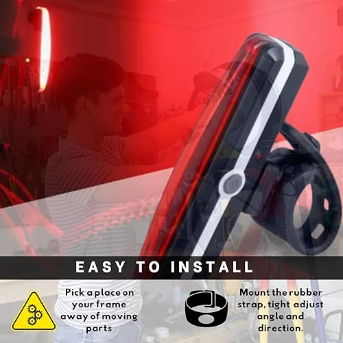 Miniatura 6 de Luz trasera de bicicleta ultra brillante para seguridad vial. Luz trasera LED recargable roja para manillar y casco. Montar día y noche. Montaje