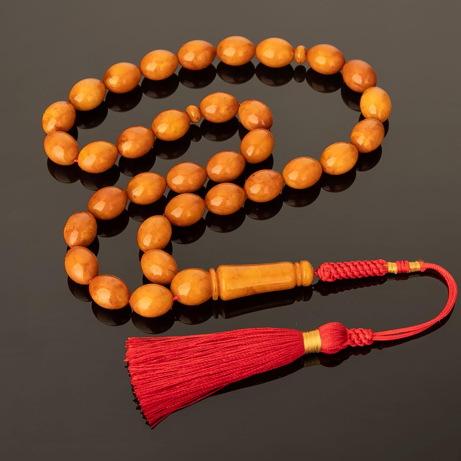 Vintage Style Amber Tasbih Misbaha 33 Beads – Brand Old Germany Amber Islamic Prayer