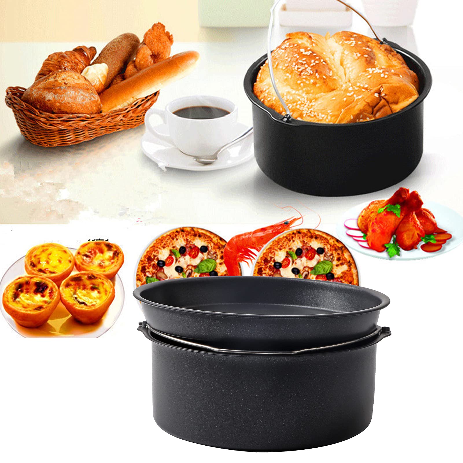 2 stks Air Fryer Cake Barrel & Pizza Pan, Ronde Cake Barrel en Pizza Pan voor Huishoudelijke Bakvorm Desserts Bakplaat Keuken Tool Accessoires(7 Inches 2 stks Air Fryer Cake Barrel & Pizza Pan, Ronde Cake Barrel en Pizza Pan voor Huishoudelijke Bakvorm Desserts Bakplaat Keuken Tool Accessoires(7 Inches