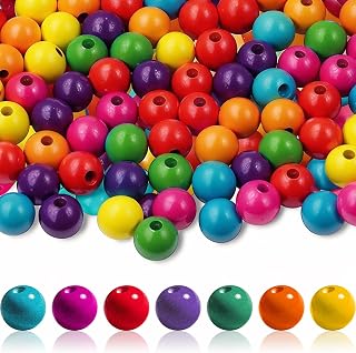 300 Stück Holzperlen Bunt Rund 14mm 7 Farben Zum Auffädeln