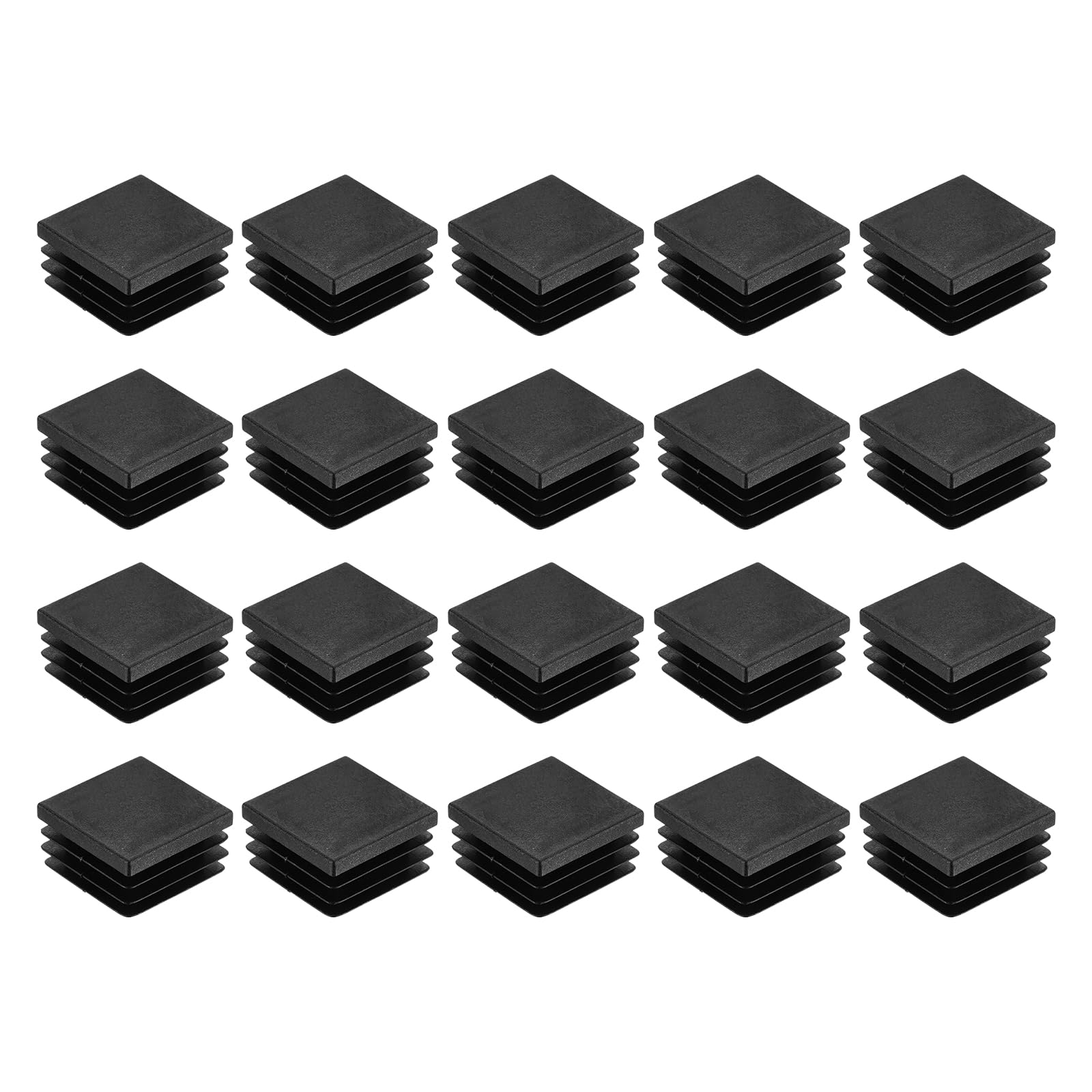 uxcell 24Pcs Square Plastic Plugs, 30 x 30mm/1.18 x 1.18inch PE Pipe Tubing End Caps for 24-28mm/0.94-1.1inch Square Tube Furniture Chair Leg, Black