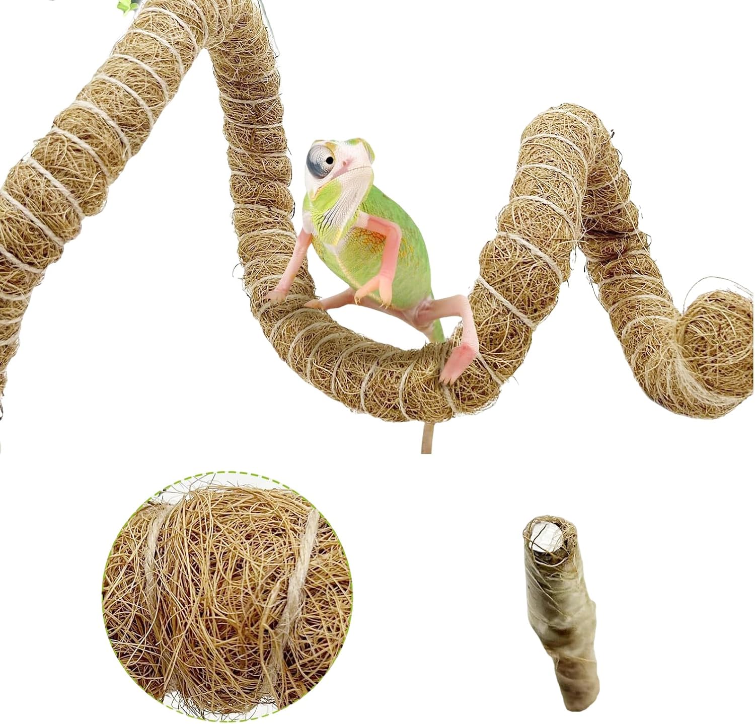 Flexible Climbing Vine for Reptiles Habitat Decoration Coconuts Fibre Bendable Jungle Climbing for Lizards Snake Reptiles