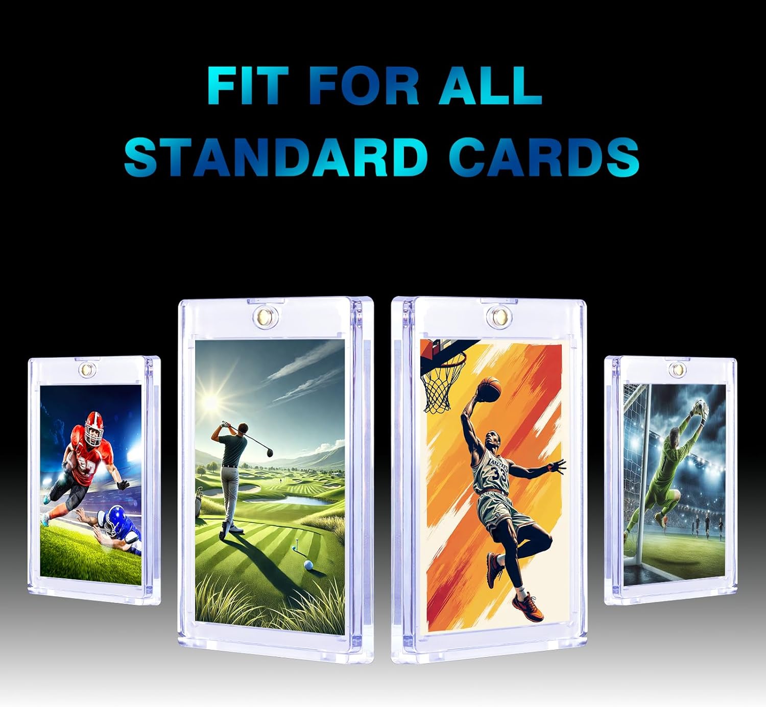 60-Pack Magnetic Card Holders - 35pt Trading Card Storage, Magnetic Case Protectors with UV Blocking, Anti-Scratch Magnet Display Case for Sports Cards, Gaming Cards, TCG
