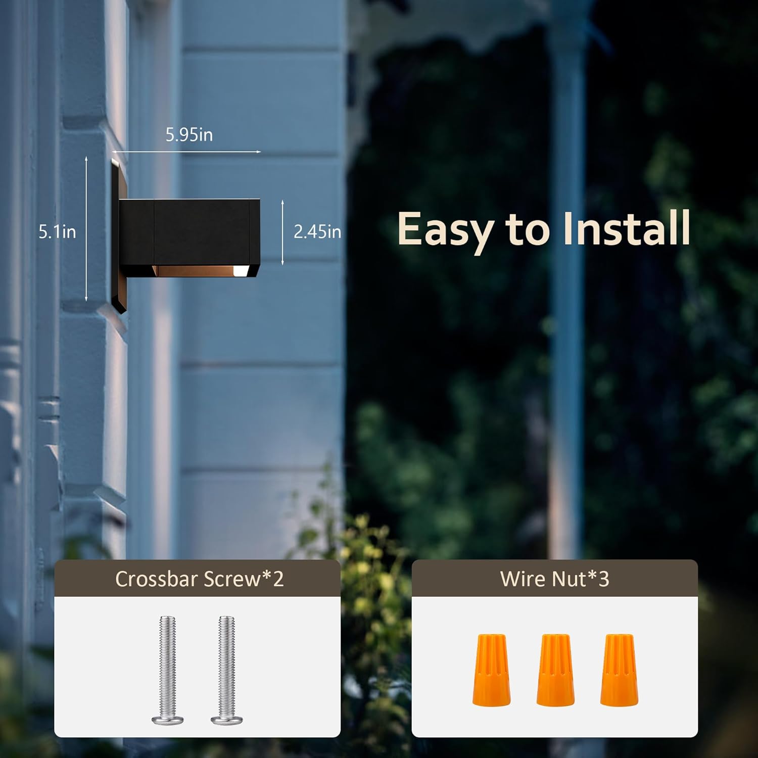 Up Down Outdoor Wall Light LED Wall Sconce Front Porch Light Fixture Black Modern Exterior Light Fixture Aluminum for House Garage Garden Yard Patio IP54 Waterproof 7.5W 3000K