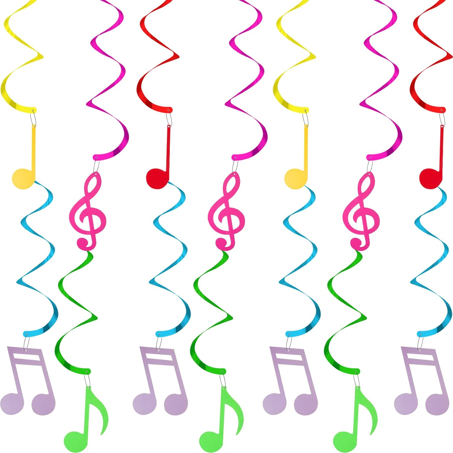 Zonon 25 Pieces Musical Note Hanging Swirl Music Foil Whirl Theme Party Decoration Cutout Spiral for Wedding Baby Shower Birthday Party Supplies (Black)