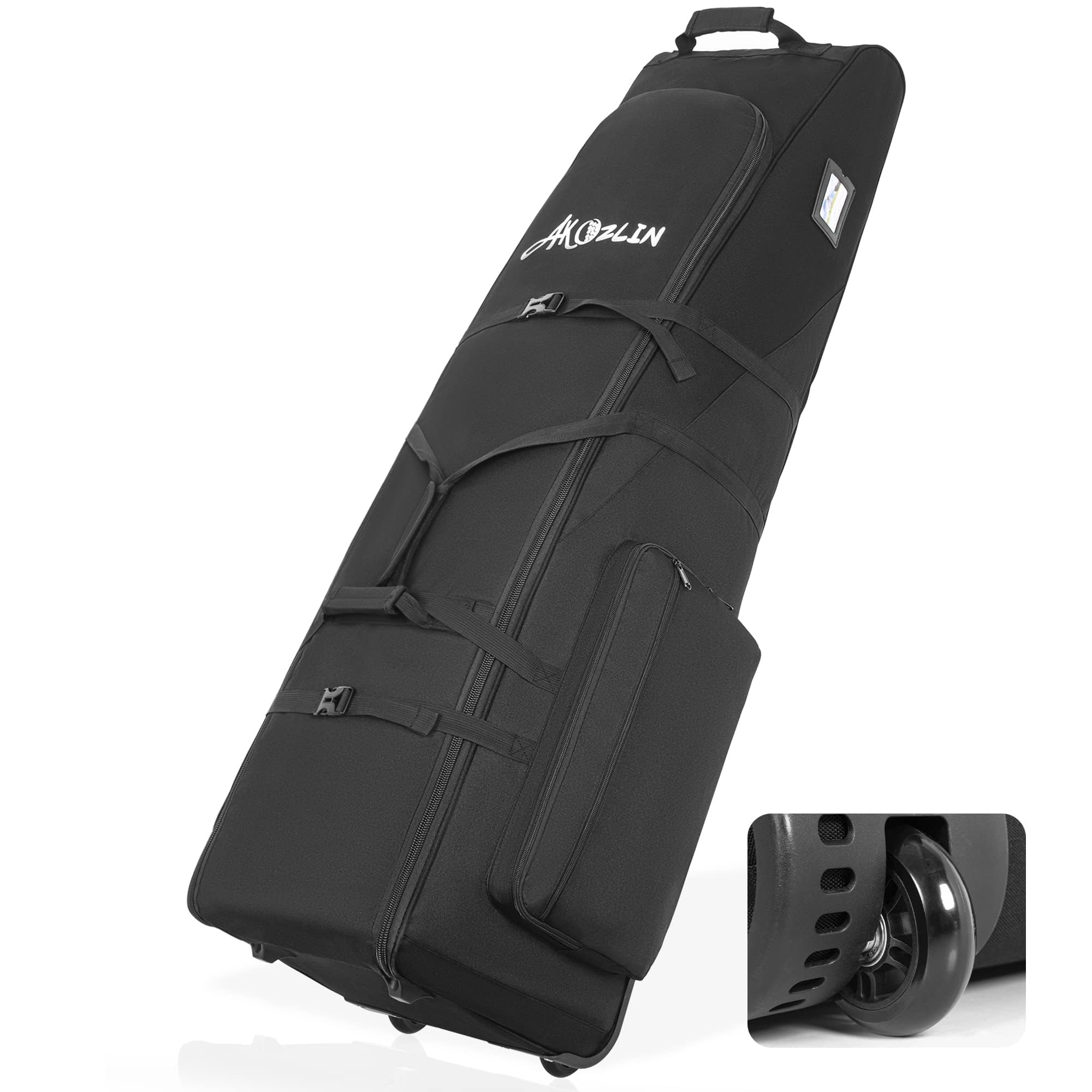 Borsa da viaggio da golf con ruote, grande capacità, trolley da golf con ruote rinforzate, 900D impermeabile Oxford panno per viaggi in aereo