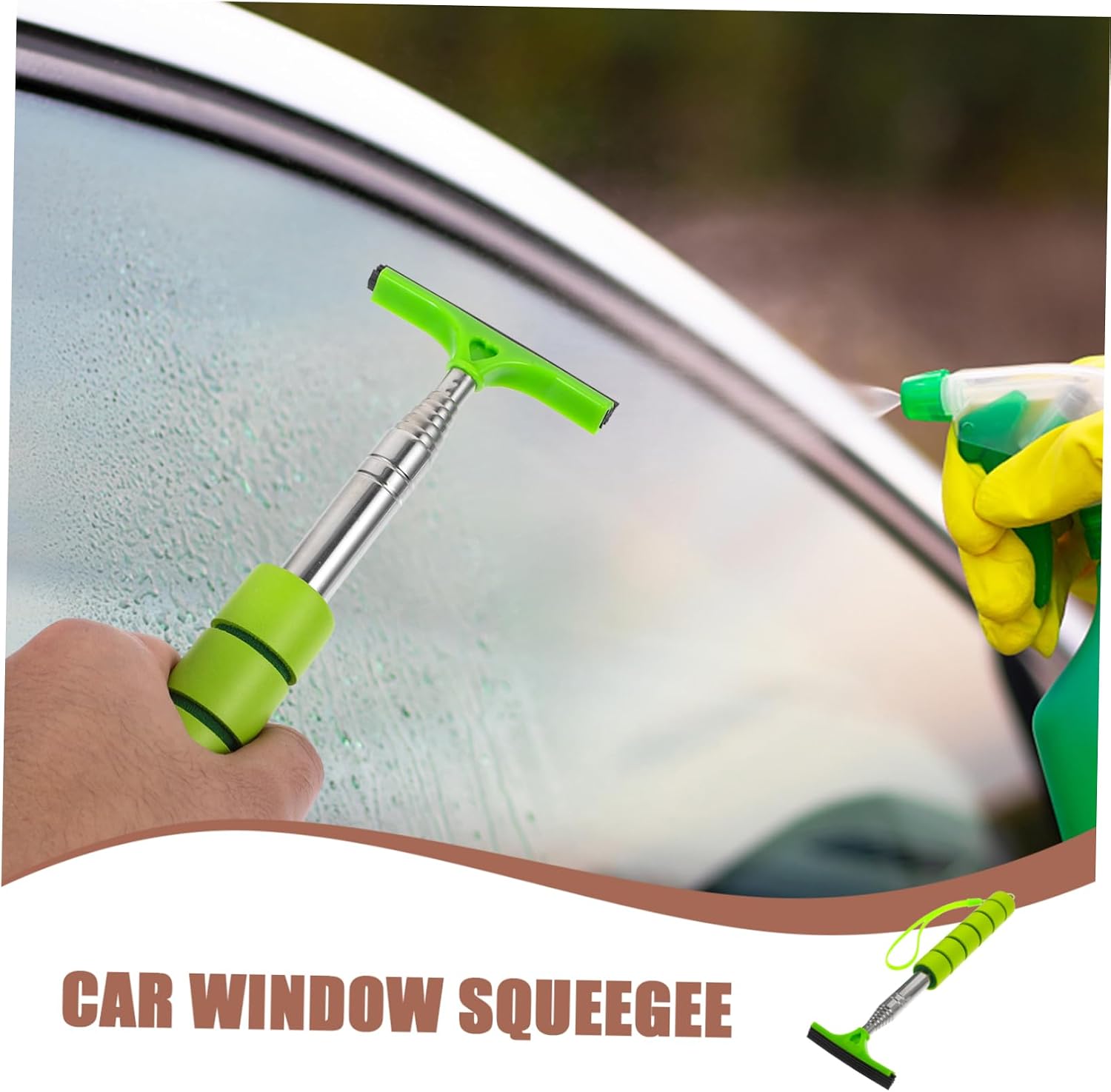 2pcs Car Side Mirror Wiper Windshield Squeegee Long Handle Retractable Car Window Cleaner