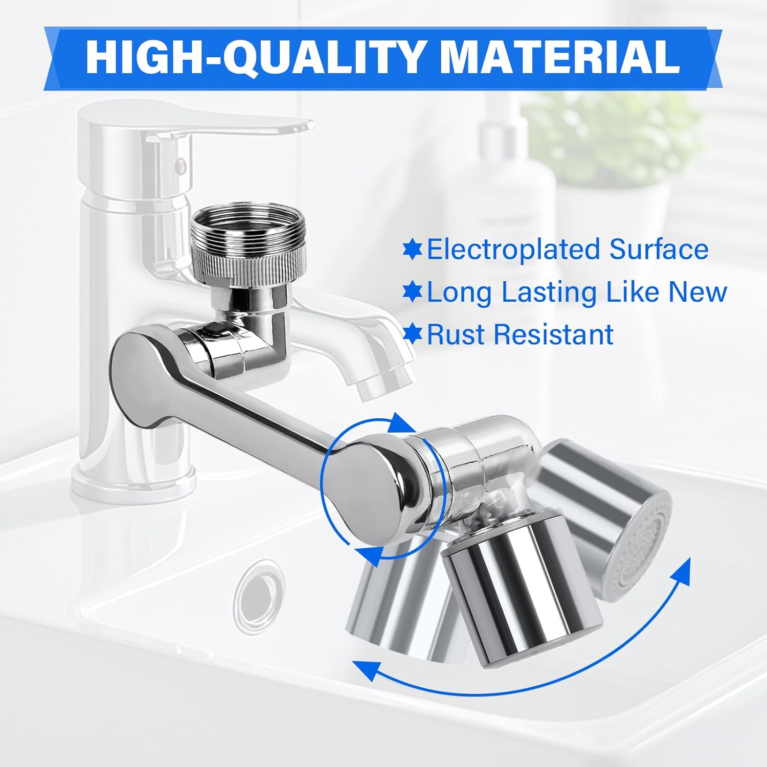360° Rotating Faucet Extender with Adapter – Multifunctional Sink Spray Head for Bathroom & Kitchen Sinks (360° Rotating Faucet Extender with Adapter)