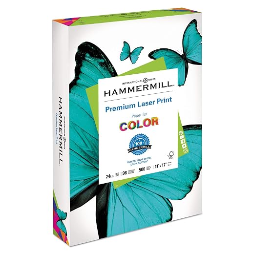 Hammermill 104620 Laser Print Office Paper, 98 Brightness, 24lb, 11 x 17, White, 500 Sheets/Ream
