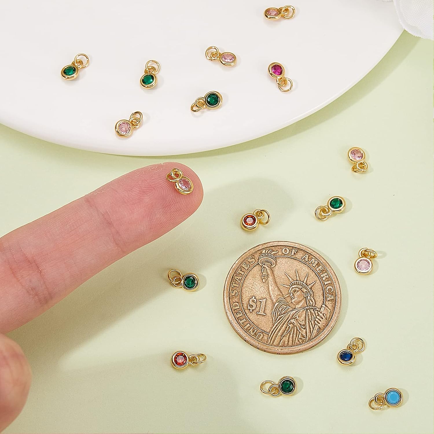 KitBeads 20pcs Real Gold Round Crystal Bead Cubic Zirconia Charms for Jewelry Making - Image 4