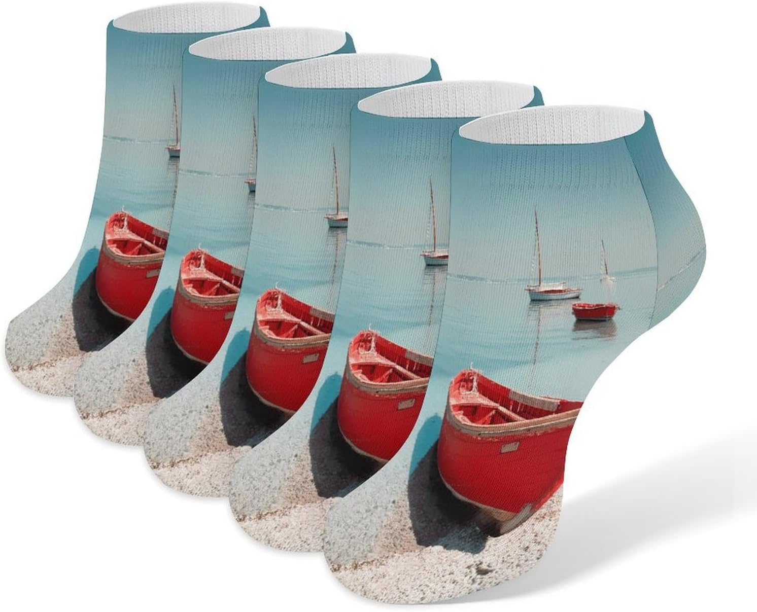 Beach Ocean Boat Socks for Men Women 5 Pairs Ankle Socks