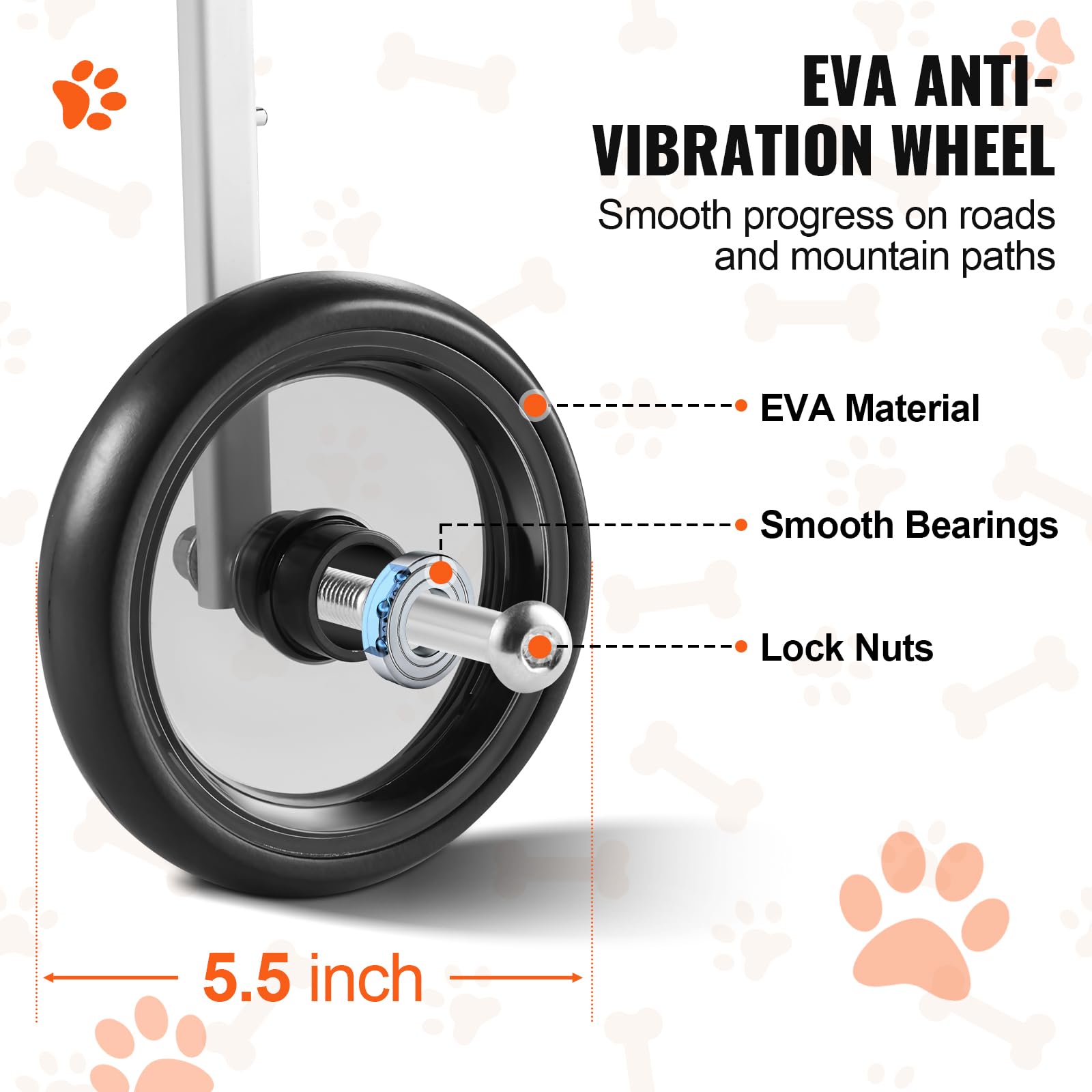 VEVOR Fauteuil Roulant pour Chien 2 Roues pour Pattes arrières, Fauteuil Roulant pour Animaux de Compagnie léger et réglable pour la guérison Membres postérieurs des blessés, handicapés, paralysie, S