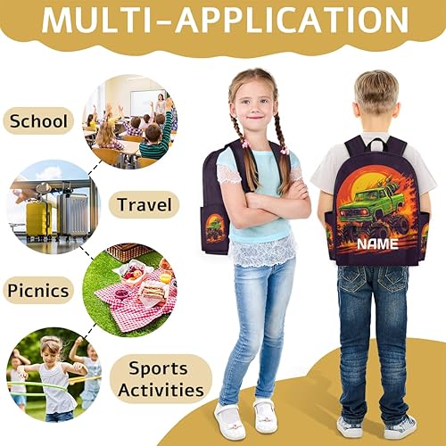 Miniatura 7 de Mochila personalizada para niños, mochila personalizada para niños preescolares para jardín de infantes, guardería, mochila escolar, Cool Truck,