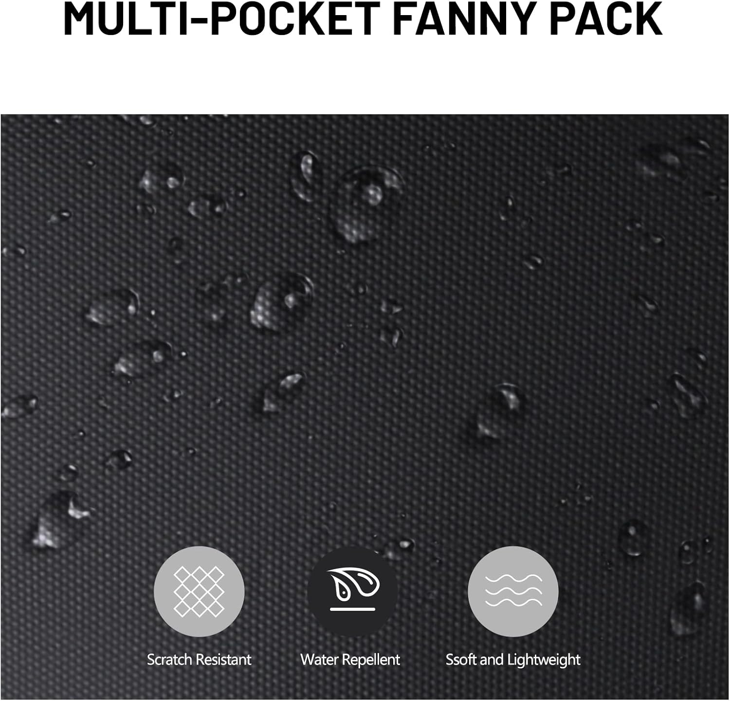 Large Crossbody Fanny Pack for Women Men,Water Resistant Waist Bag Pack with Adjustable Strap & 5-Zipper Pockets,Black,Medium - Image 4