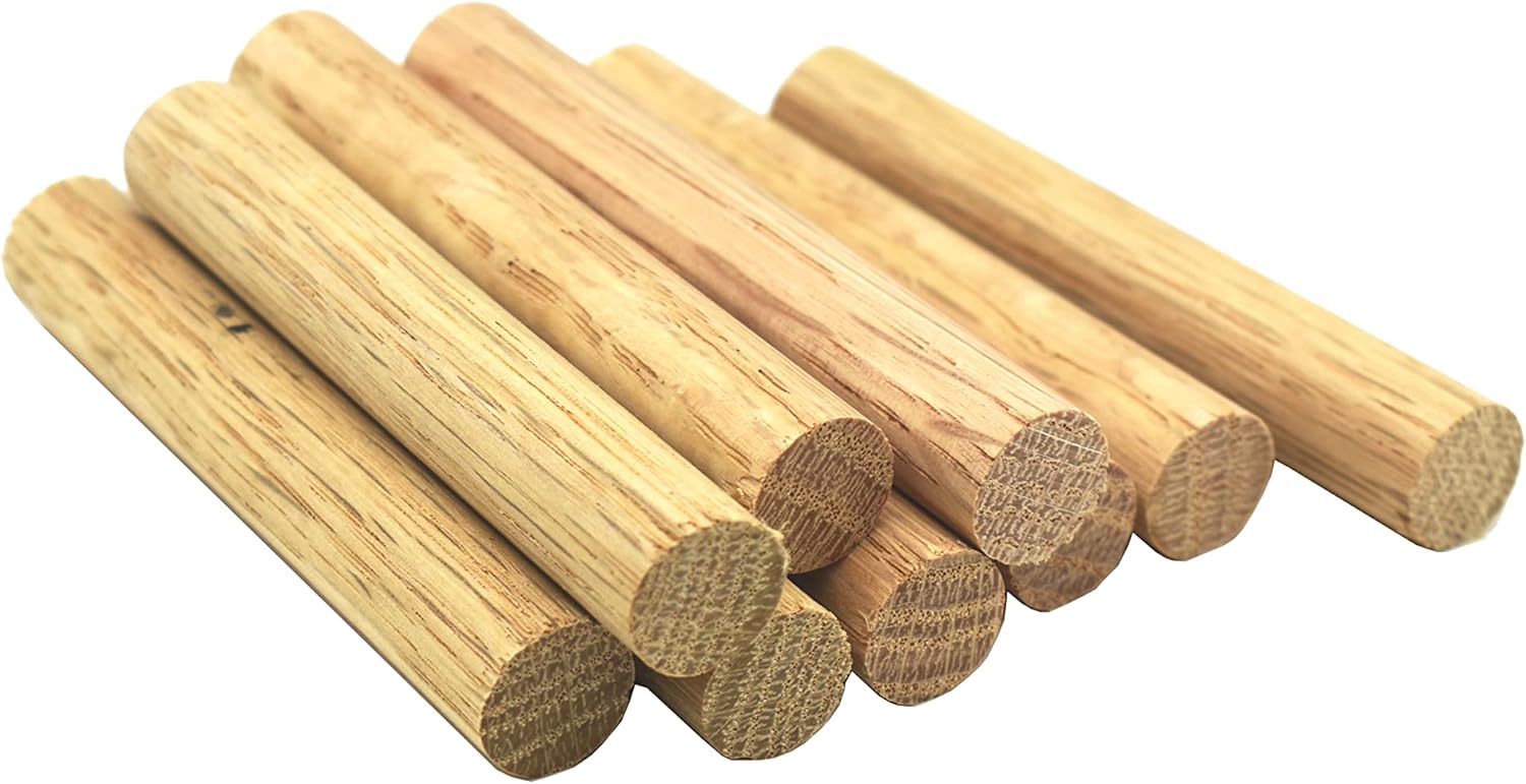 Oak Wooden Dowel 1/2 Inch Diameter by 3 Inch Length Unfinished Solid Wood (10)