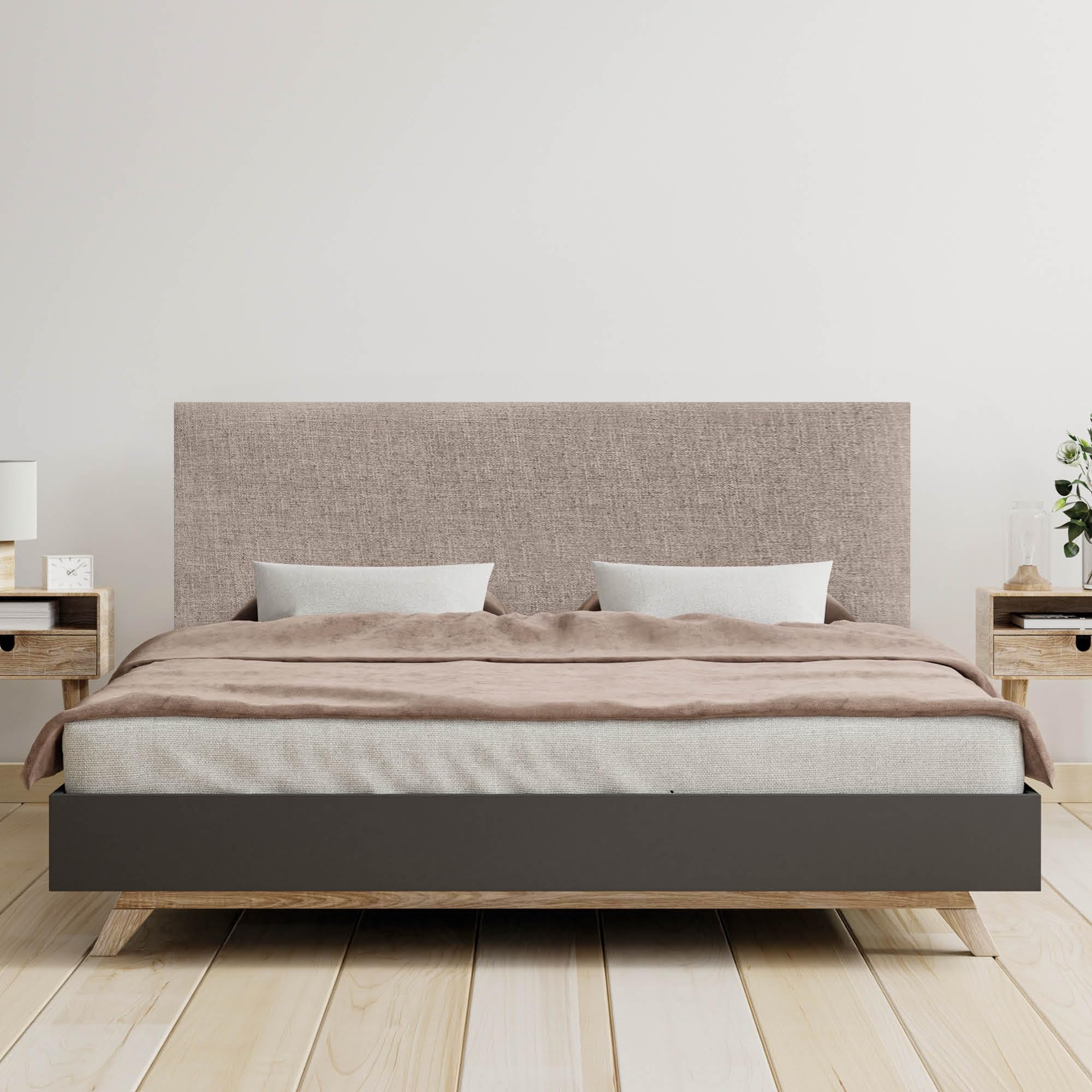 DHOME Tête de lit en Lin Naturel uni avec Pieds Tête de lit rembourrée Chambre à Coucher Moderne Top Trending (Terrain, 160x105cm avec Pieds (Lits 150/160))