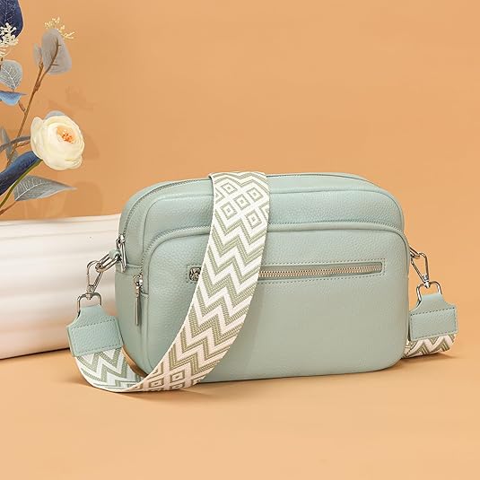 RQJZ 25x20cm Schoudertas voor dames middelgrote handtas voor dames van vegan leer crossbody tas voor dames met meerdere vakken en 2 schouderbanden Bruin