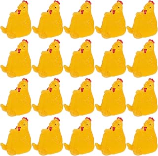 LRXIYODE 20 Figuras De Pollo En Miniatura De Resina para Decoración De Escritorio De Granja De Color Amarillo