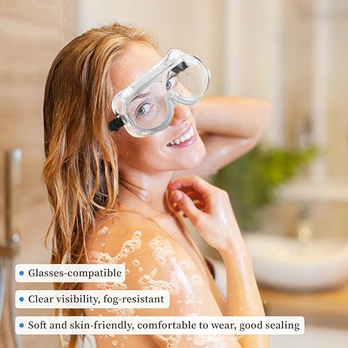 Miniatura 5 de 2 gafas de seguridad, protector facial transparente para ducha, gafas de cebolla, gafas protectoras, extensión de pestañas ajustable, protector de