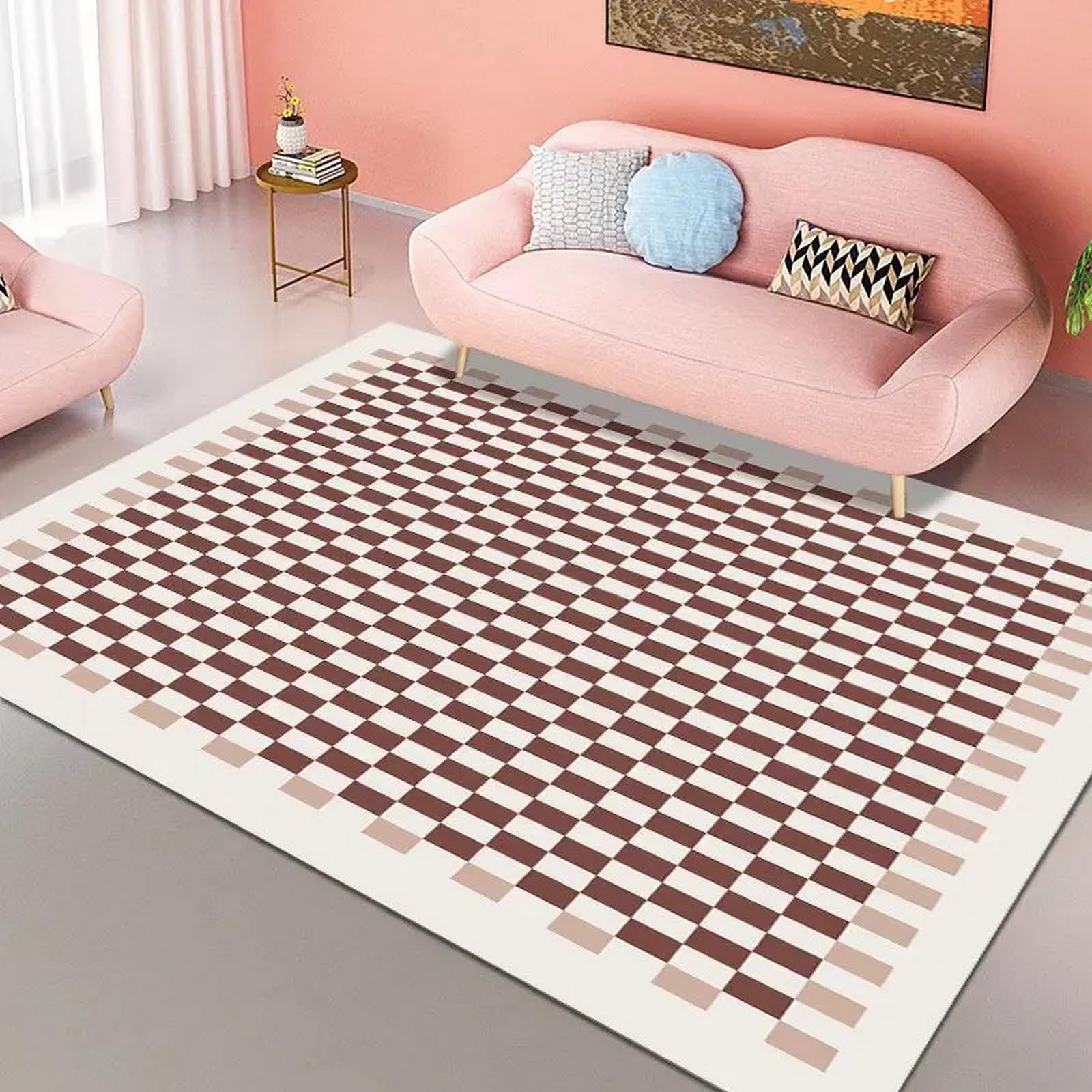 Tapis de zone abstrait haute densité avec finitions soignées en polyester doux