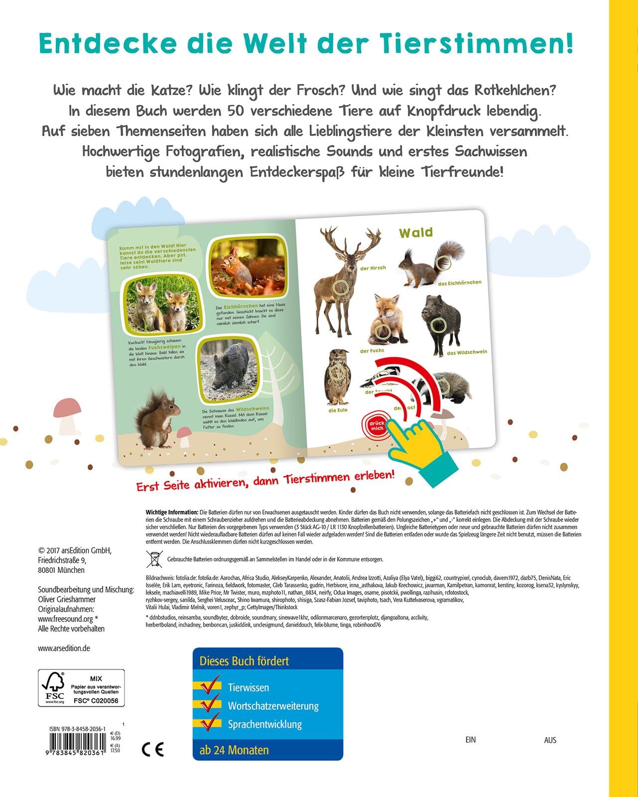 Mein großes Buch der Tiergeräusche: Mit 50 Sounds | Hochwertiges Soundbuch mit realistischen Tierstimmen für Kinder ab 2 Jahren