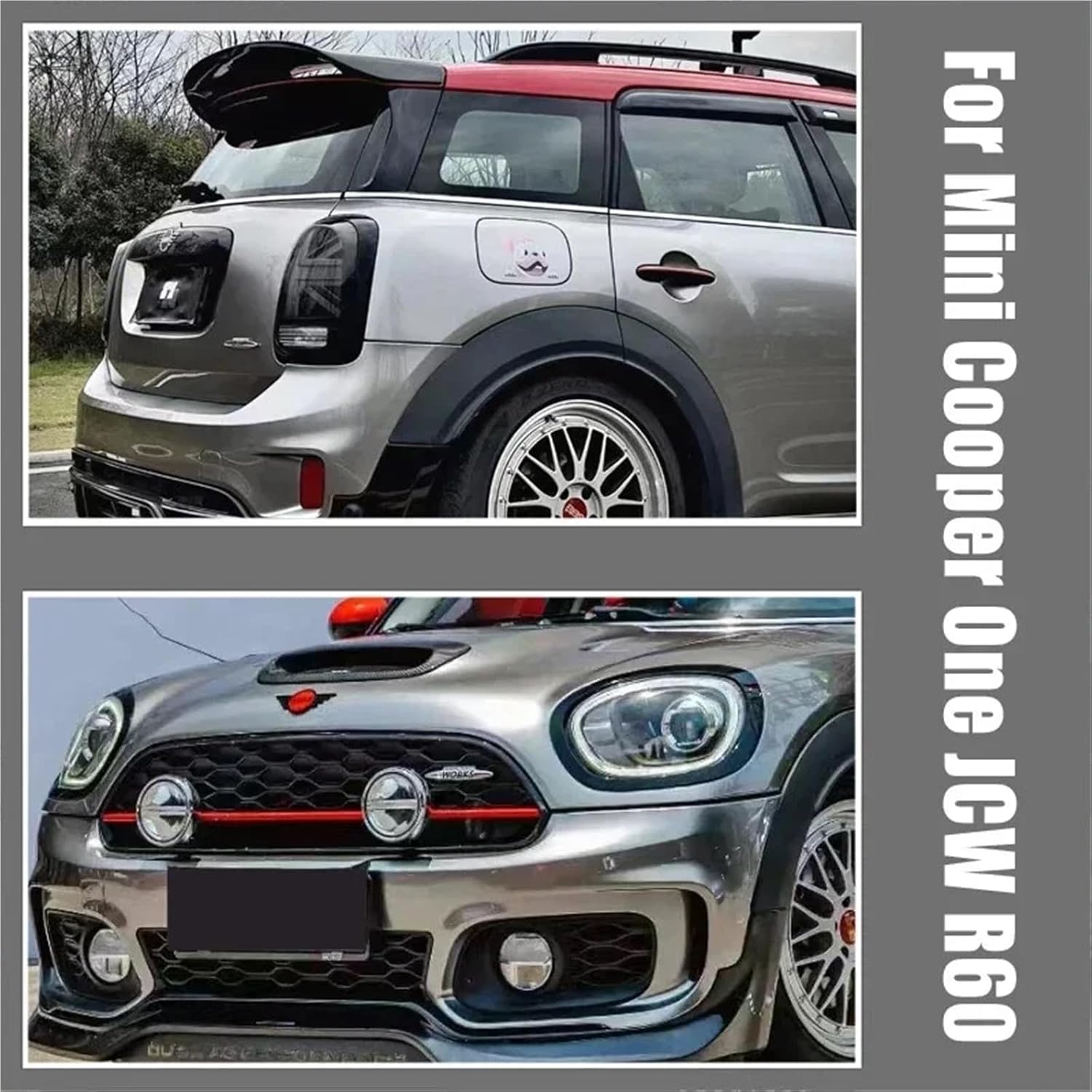Gloss Black Car Headlight Ring Bezel Trim Surround Cover Taillight Frame Trim Kit Compatible For BMW Mini Cooper Countryman F60 2015-2019(2PCS Rear Lamp)