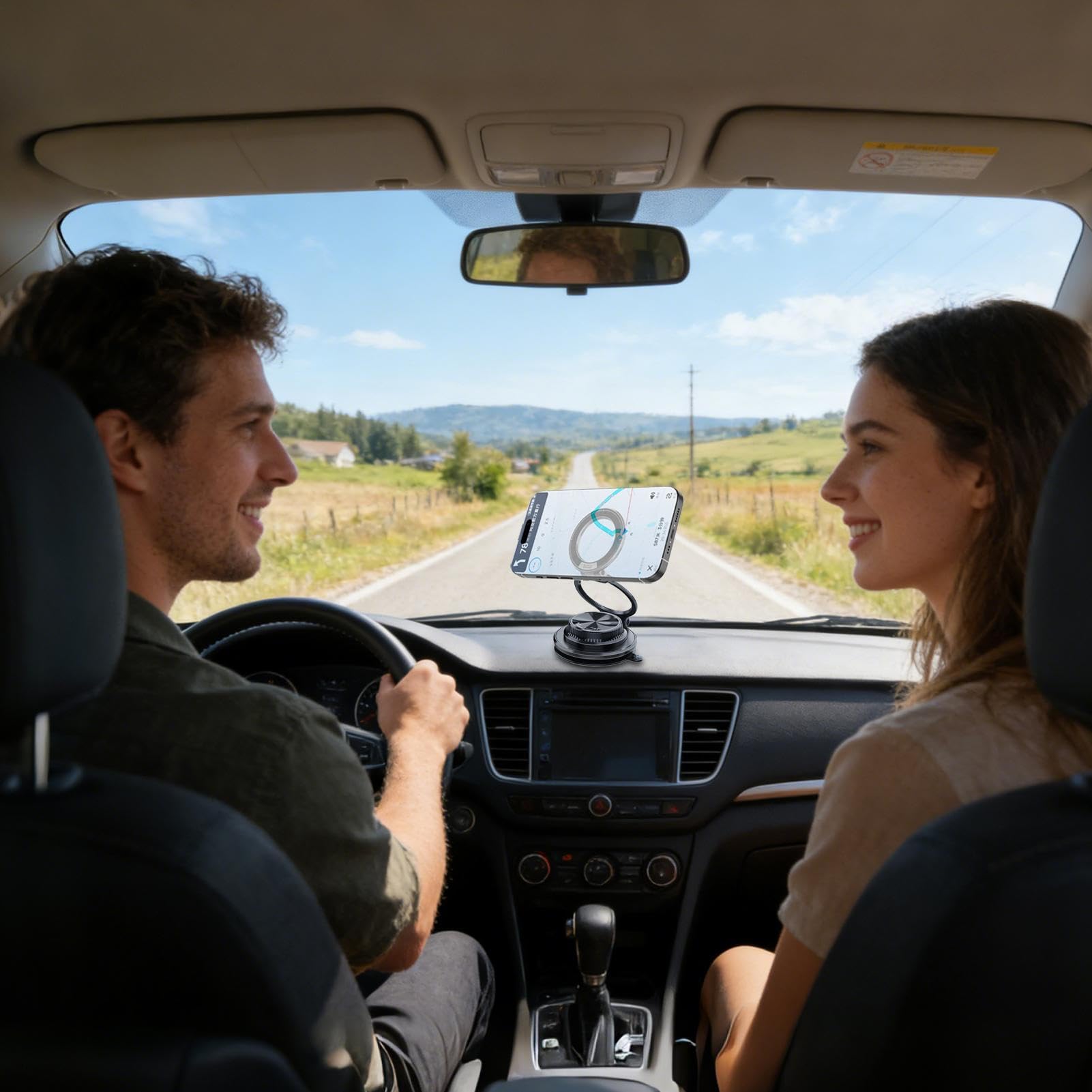 Supporto Magnetico per Telefono in Auto Compatta Regolabile ad Adesione | Montaggio Telefono Veicolare Rimovibile Per Cruscotto Parabrezza Interno Camion Vetro Specchietto