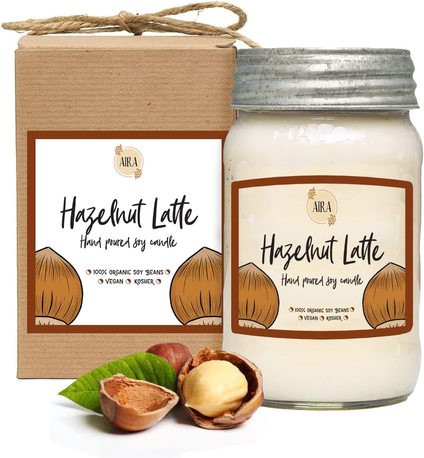 Aira Soy Candles - Organic, Kosher, Vegan, in Mason Jar w/Therapeutic Grade Essential Oil Blends - Hand-Poured 100% Soy Candle Wax - Paraffin Free, Burns 110+ Hours - Sunday Brunch -16 Ounces