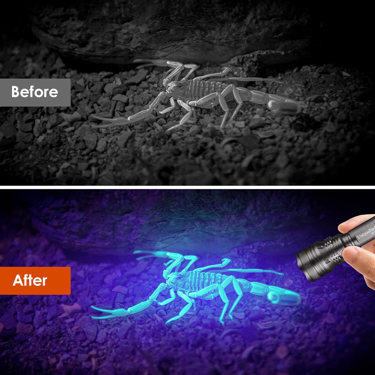 UniqueFire X5 365nm Black Light, IPX8 Waterproof Uv LED Light, 10W Powerful Blacklight Flashlight for Pet Urine Finding & Mineral, Antique Detection, etc