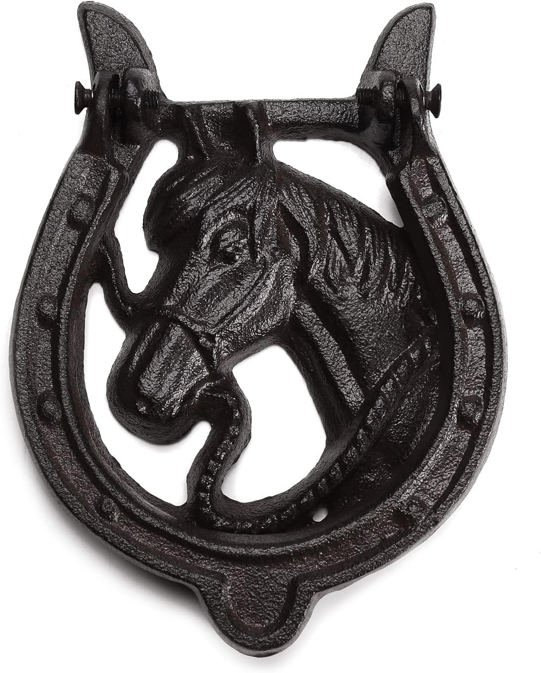 BRASSTAR Cast Iron Antique Horse Hammer Door Knocker Finish Collectible Vintage Rust Color Home Decor Accessories TQGJPT169