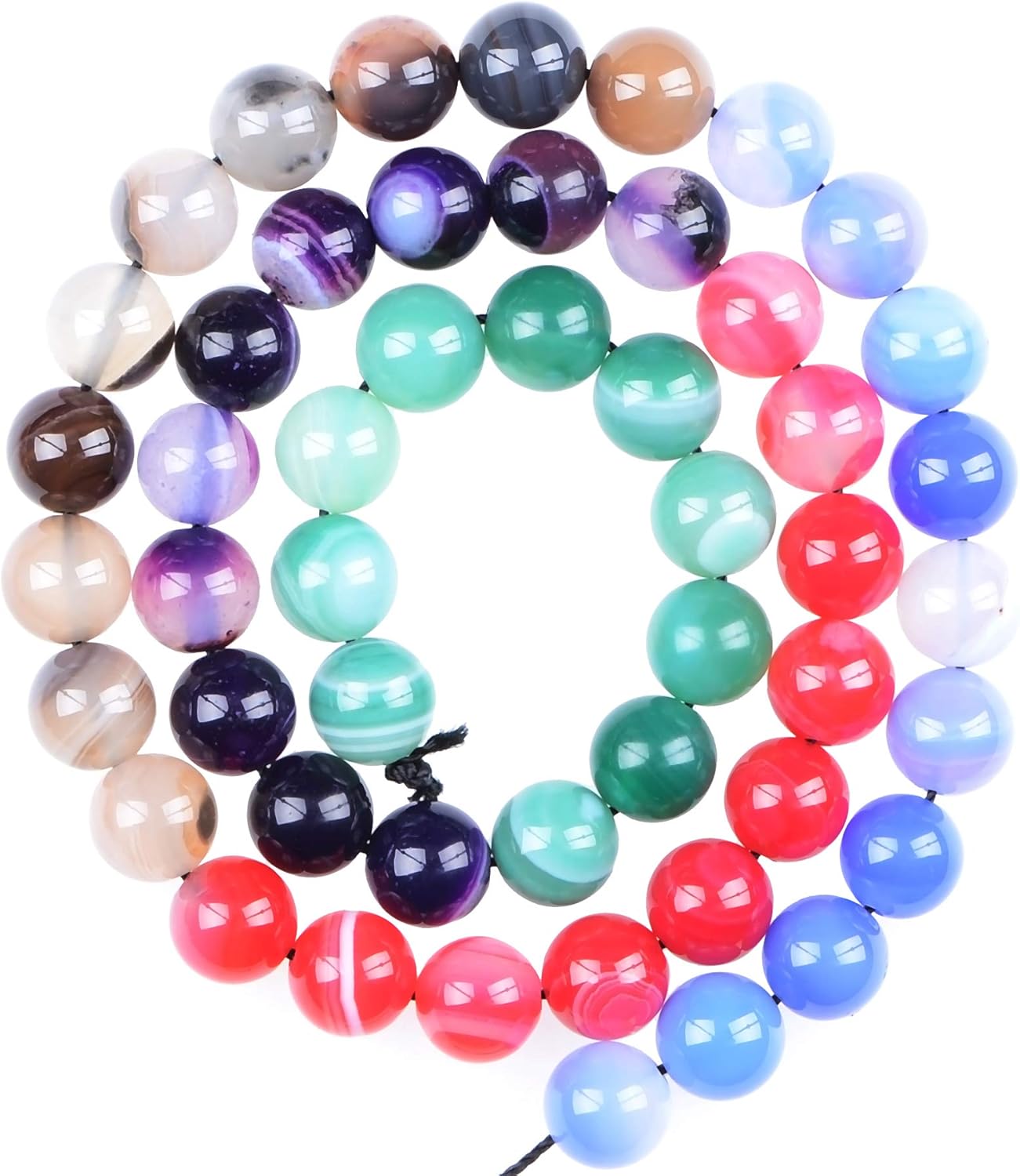 Massive Beads 100PCS 8MM Natural Crystal Beads Stripe Agate Gemstone Round Loose Energy Healing Beads with Free Crystal Stretch Cord for Jewelry Making (Stripe Agate, 8MM) 8MM Stripe Agate
