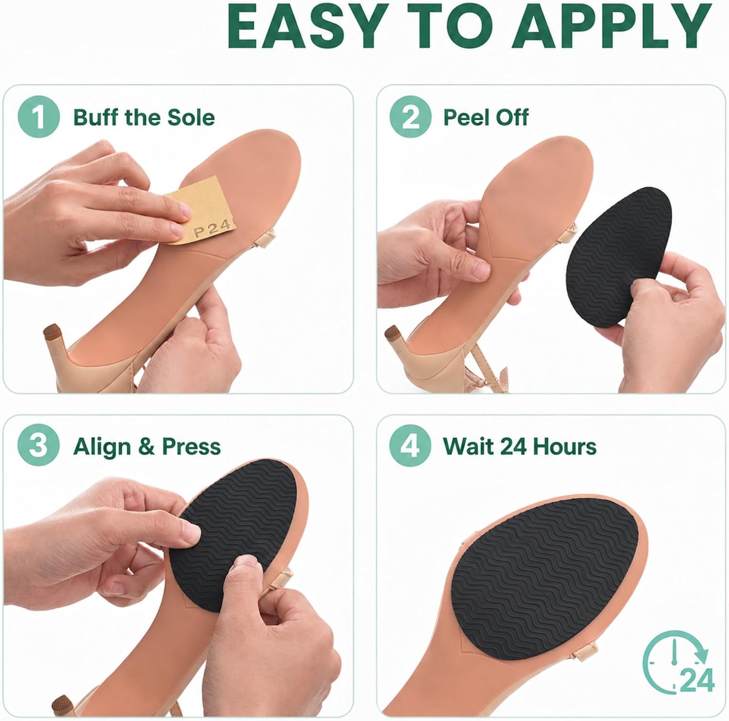 Shoe Sole Protectors, 6 Pairs Non-Slip Shoe Pads with Strong Grid Adhesive, 1.8mm Thin Pre-Cut Sole Grips for High Heels, Pumps, Dress Shoes, Black