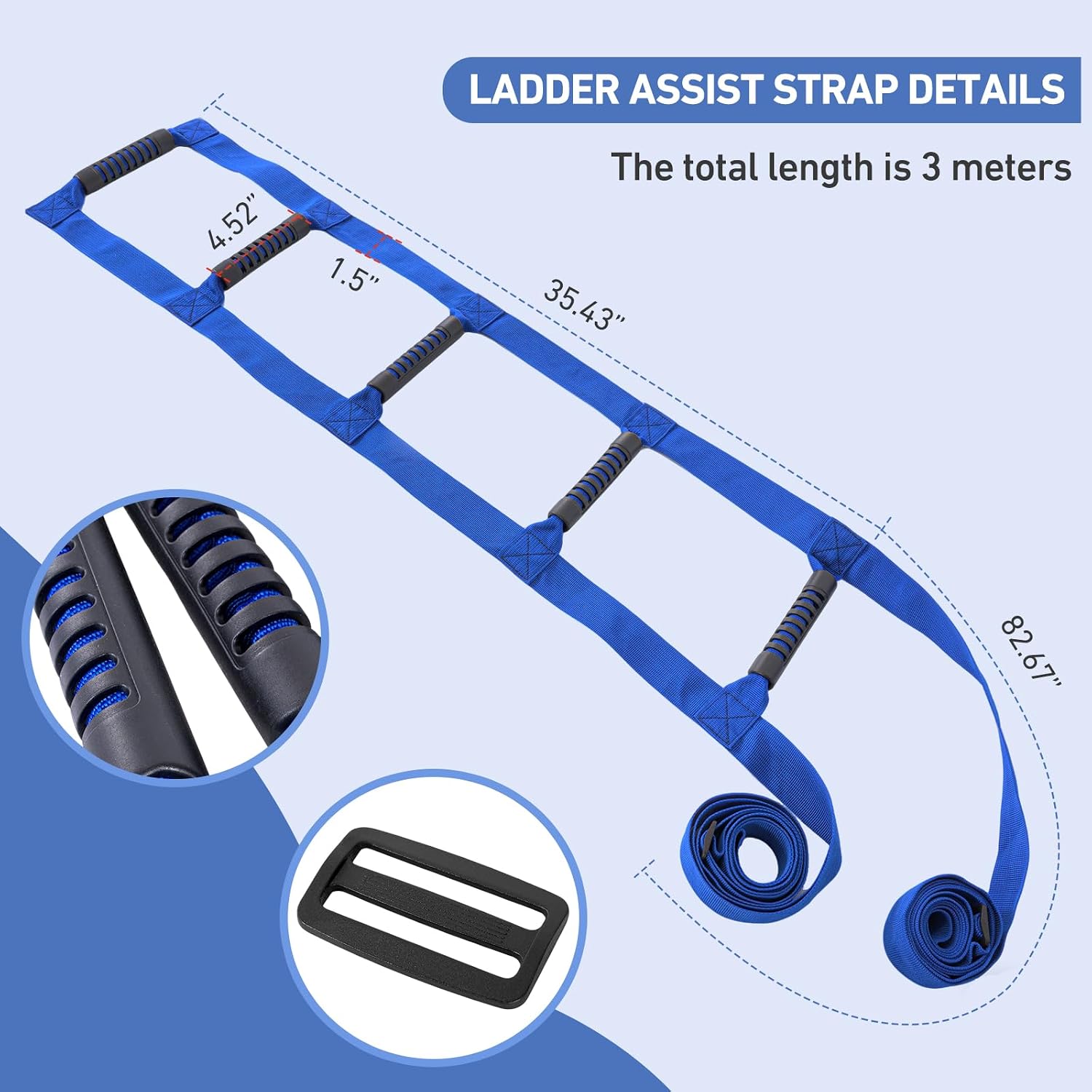 Bed Ladder Assist for Seniors, Elderly, Pregnant, Injury Recovery - Pull Up Hoist with Padded Hand Grip - C Section Recovery Must Haves, Parkinsons aids for Living, Bed Cane Helper