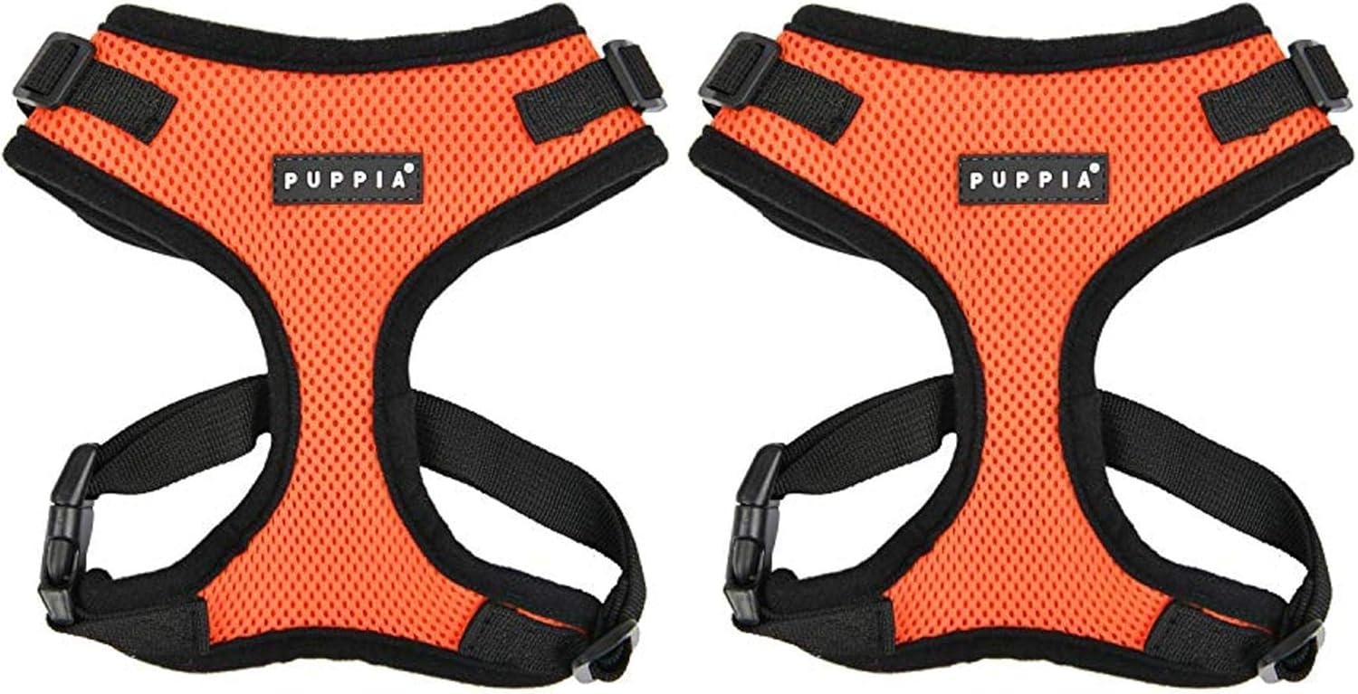Puppia Authentic RiteFit Harness with Adjustable Neck Orange, Medium (Pack of 2)