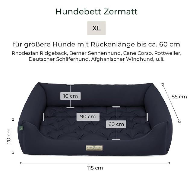Foto 4 de 8 de HOUND & NATURE Cama ortopédica para perros Zermatt, talla XL para perros grandes con borde alto, sofá…