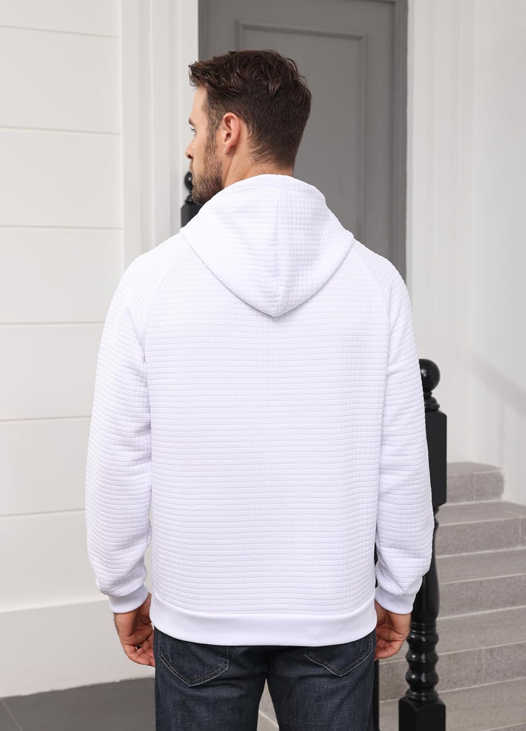 ZTN Mens Hooded Sweatshirt Long Sleeve Quilted Sweatshirt Casual Fashion Pullover Hoodies Warm Lightweight with Pockets - Image 4